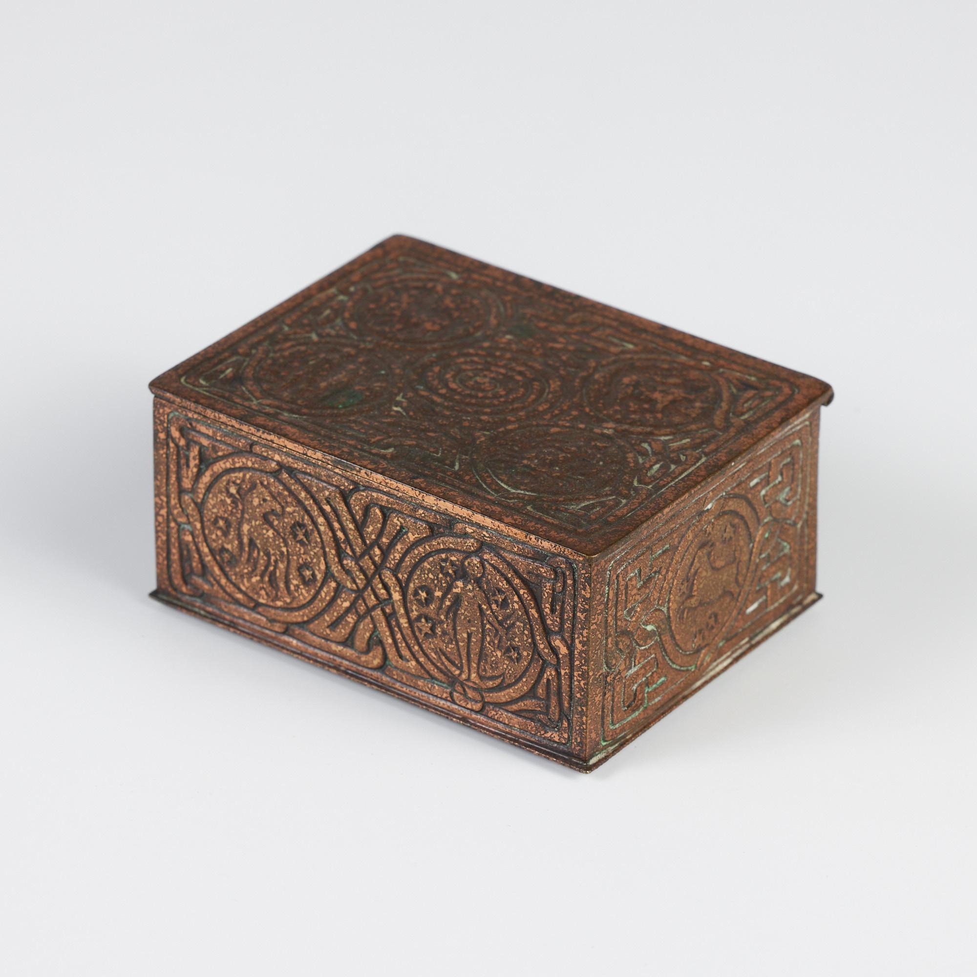 Edwardian Tiffany Studios Bronze Zodiac Cigarette Box