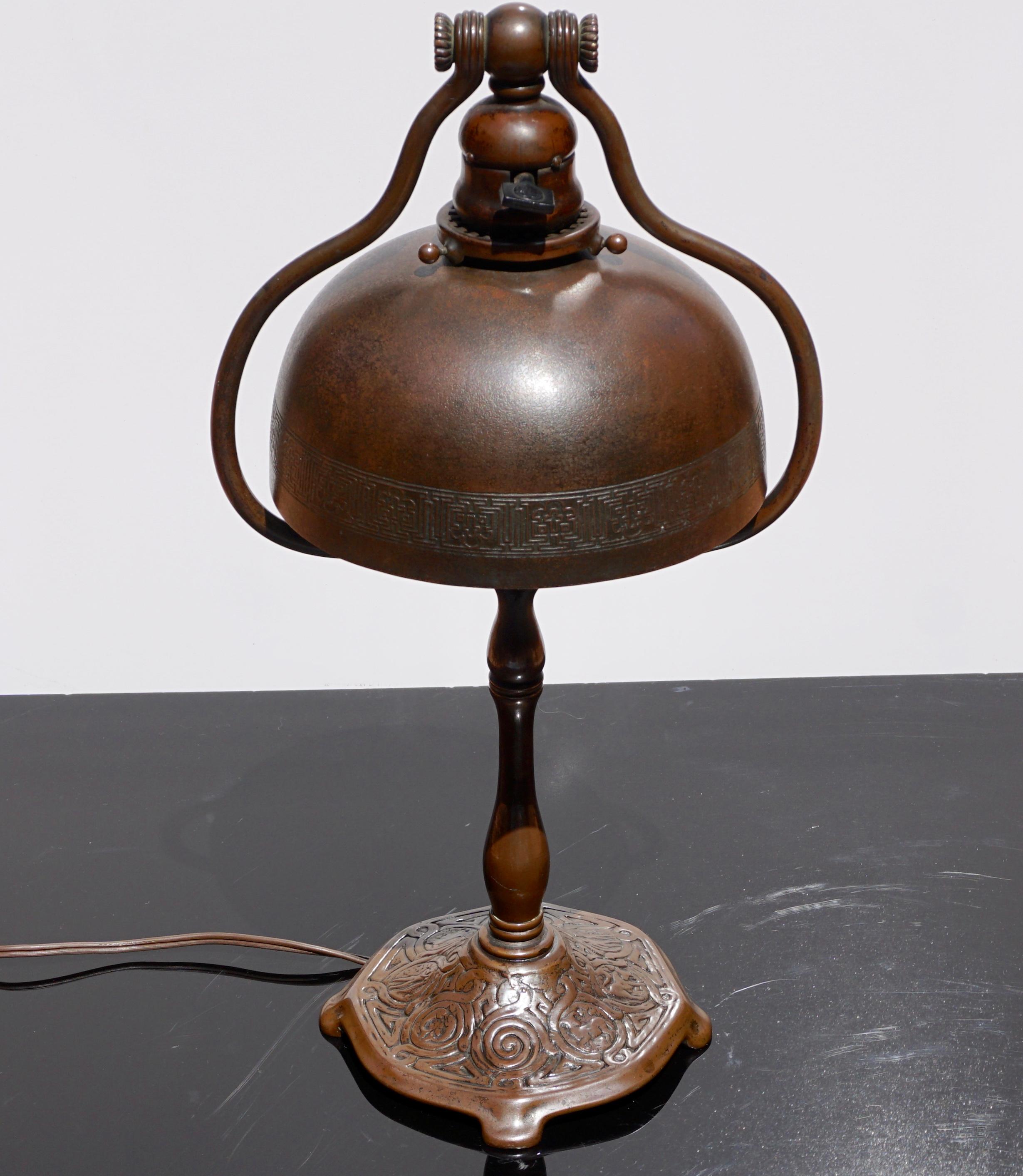 Art Nouveau Tiffany Studios Bronze Zodiac Table Lamp