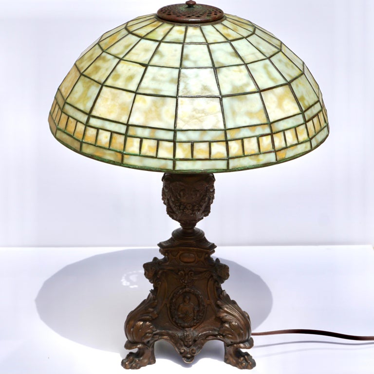 Cast Tiffany Studios Colonial Table Lamp For Sale