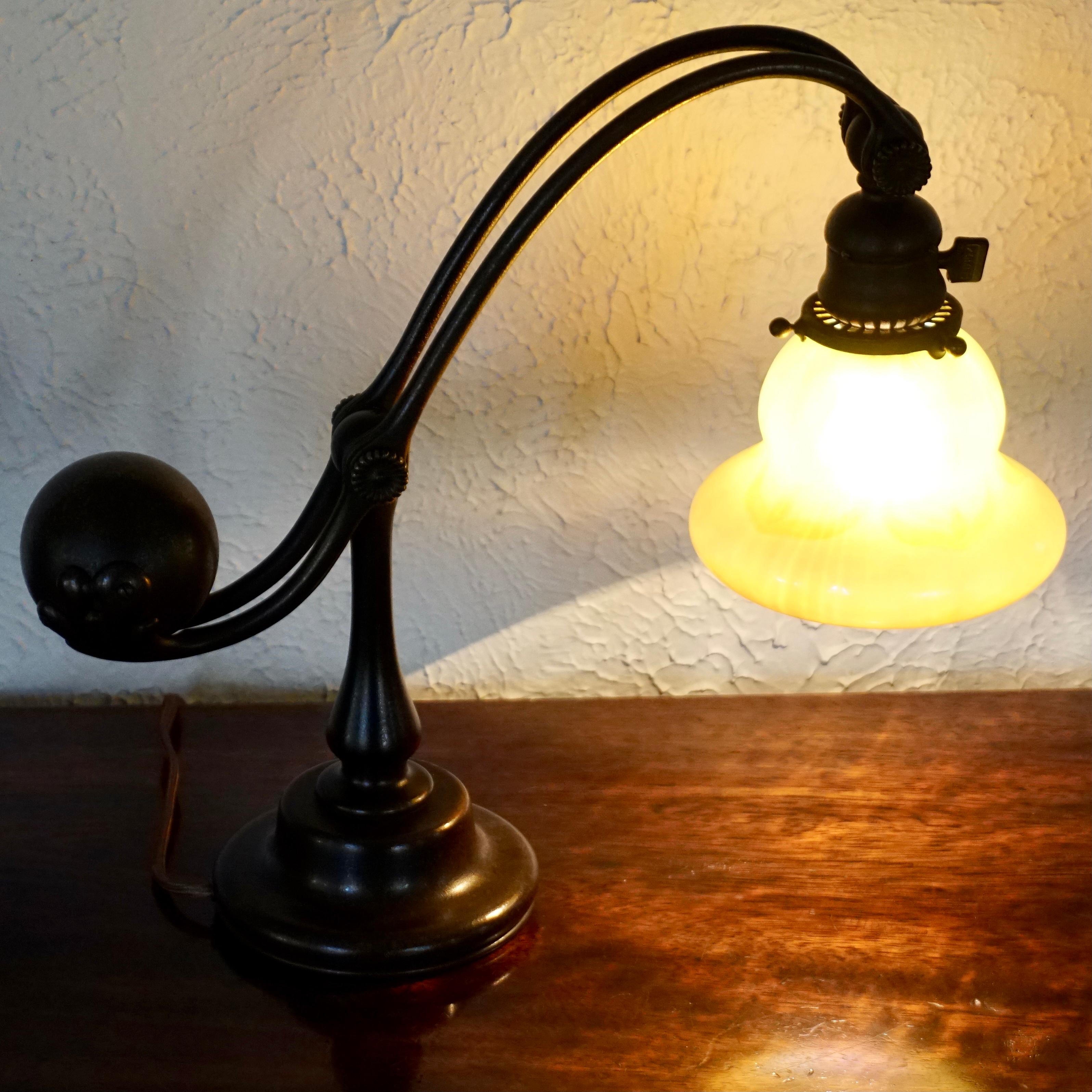 Bronze Tiffany Studios Counter Balance Table Lamp