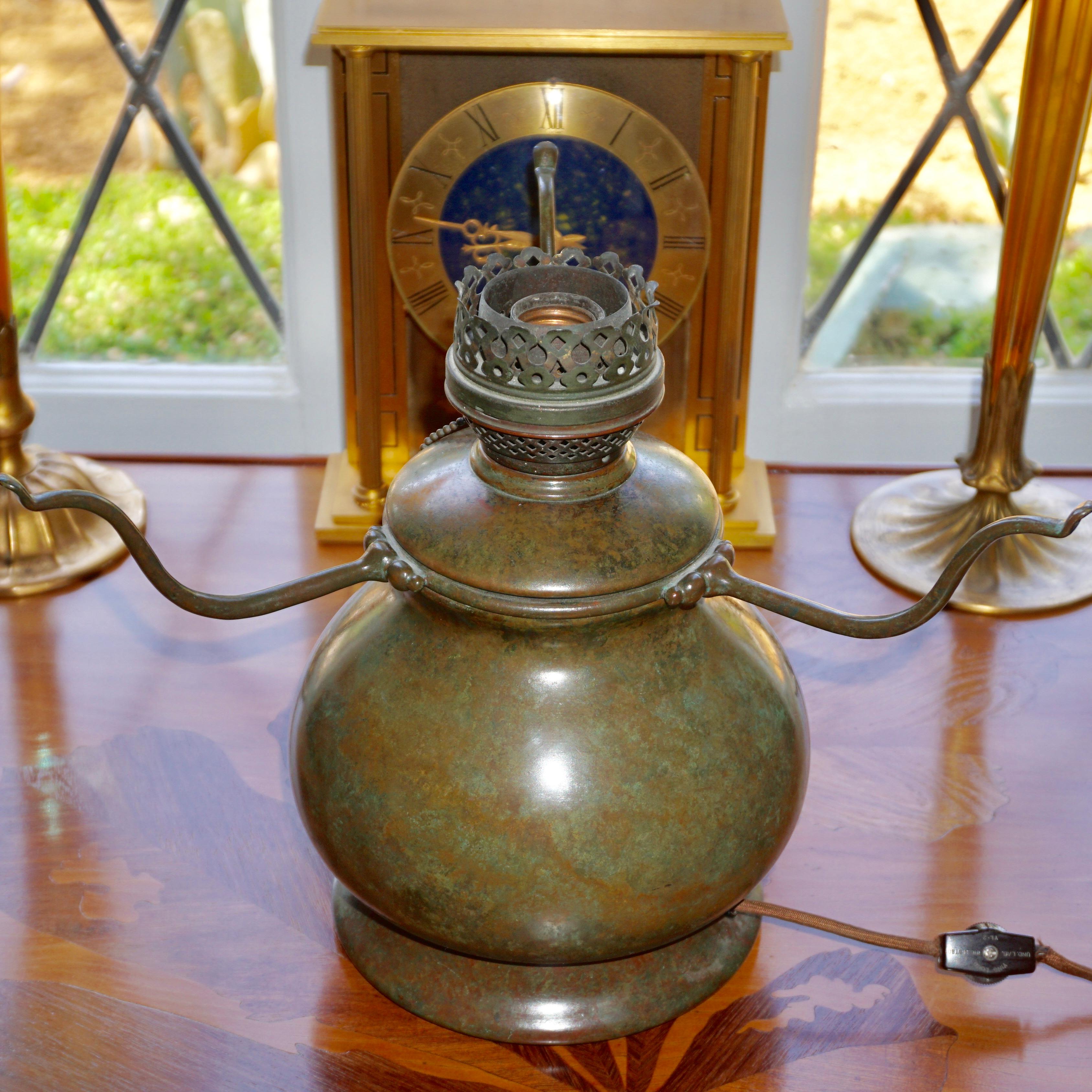 Art Nouveau Tiffany Studios Damascene And Bronze Table Lamp, circa 1900 For Sale