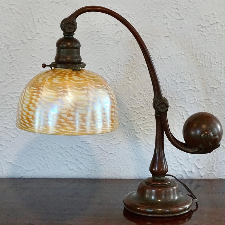 Tiffany Studios Damascene Counter Balance Lamp In Excellent Condition For Sale In Dallas, TX