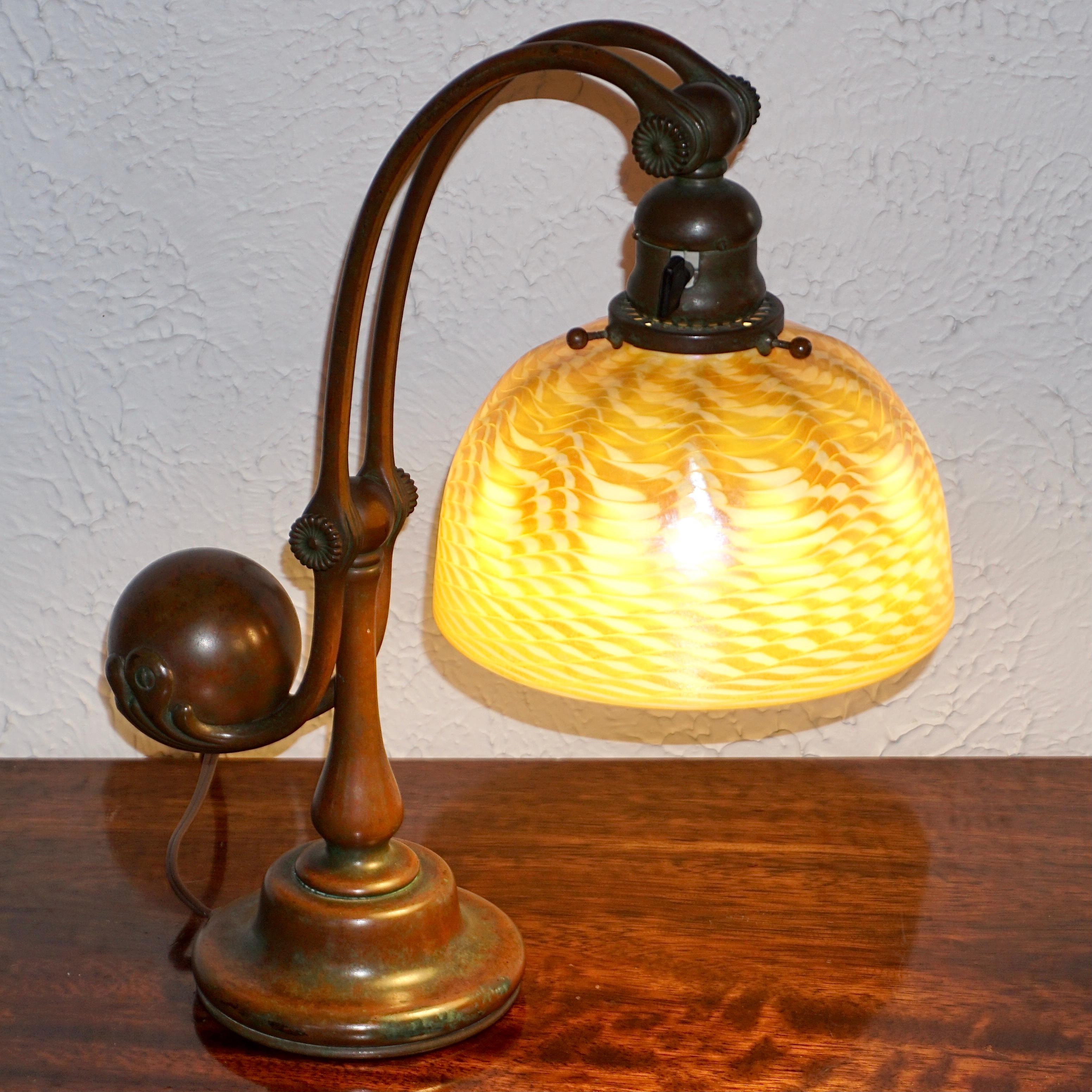 Early 20th Century Tiffany Studios Damascene Counter Balance Lamp