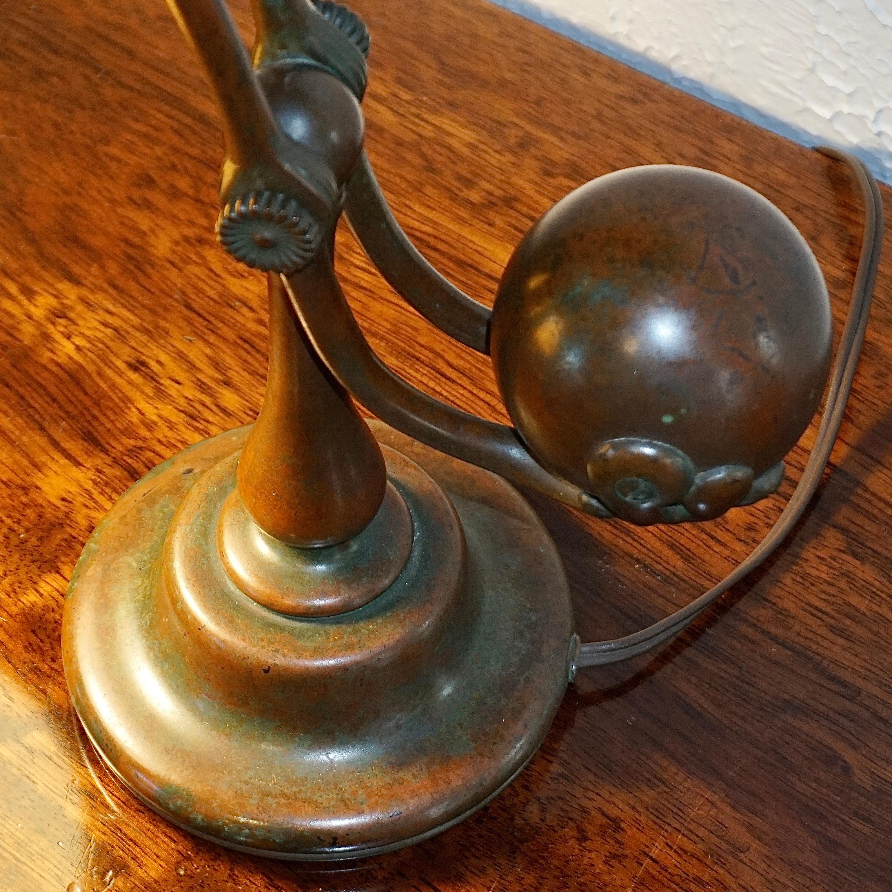 Bronze Tiffany Studios Damascene Counter Balance Lamp