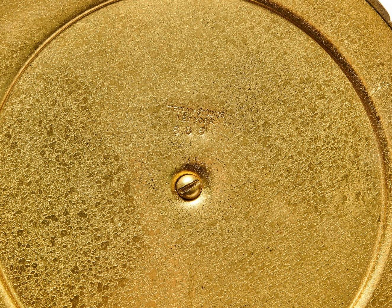 Tiffany Studios Damascene Gilt Bronze Lamp 1