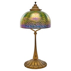 Tiffany Studios Damascene Gilt Bronze Lamp