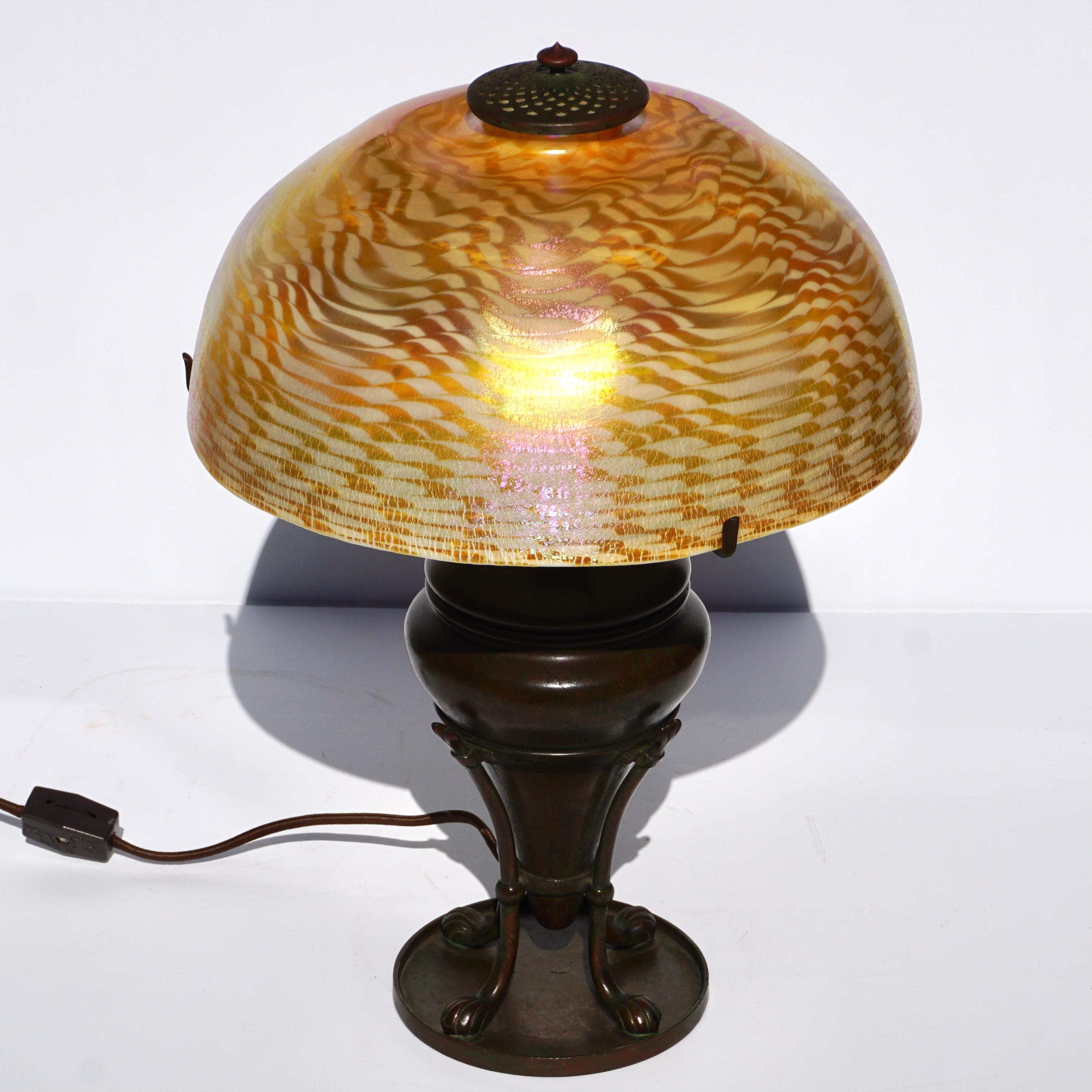 Early 20th Century Tiffany Studios Damascene Table Lamp