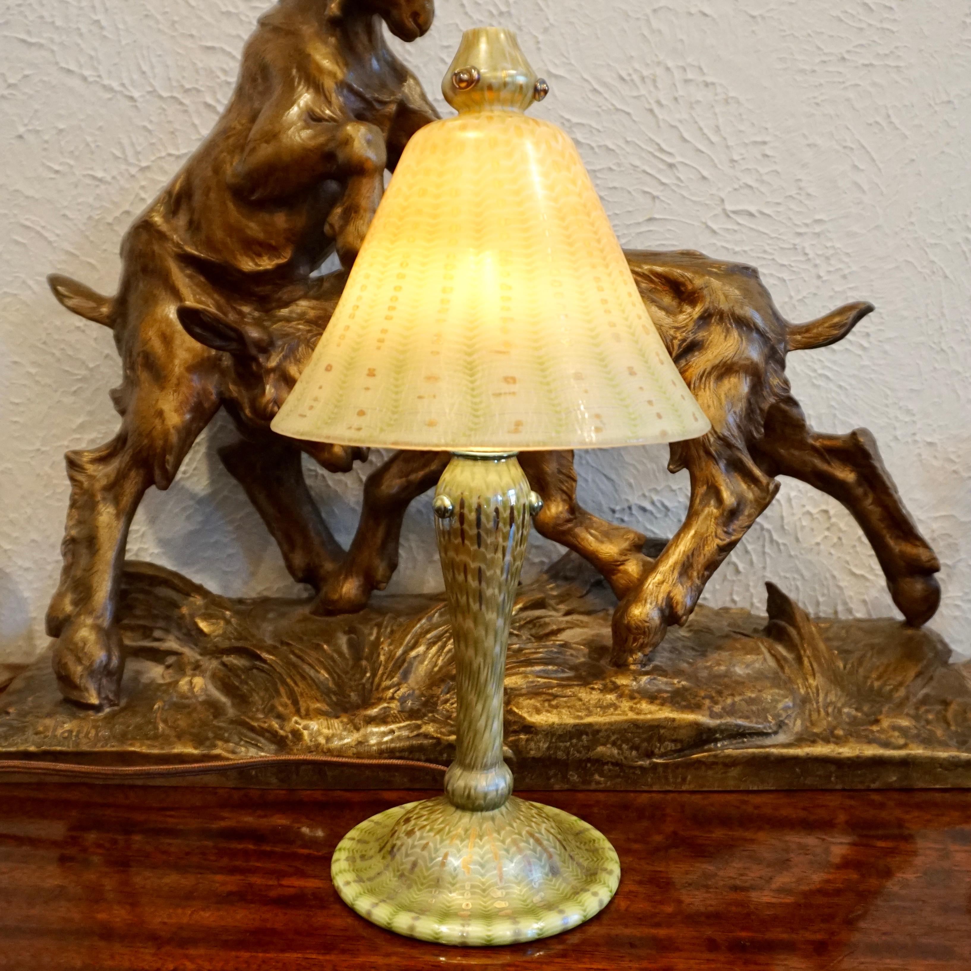 American Tiffany Studios Decorated Arabian Favrile Lamp For Sale