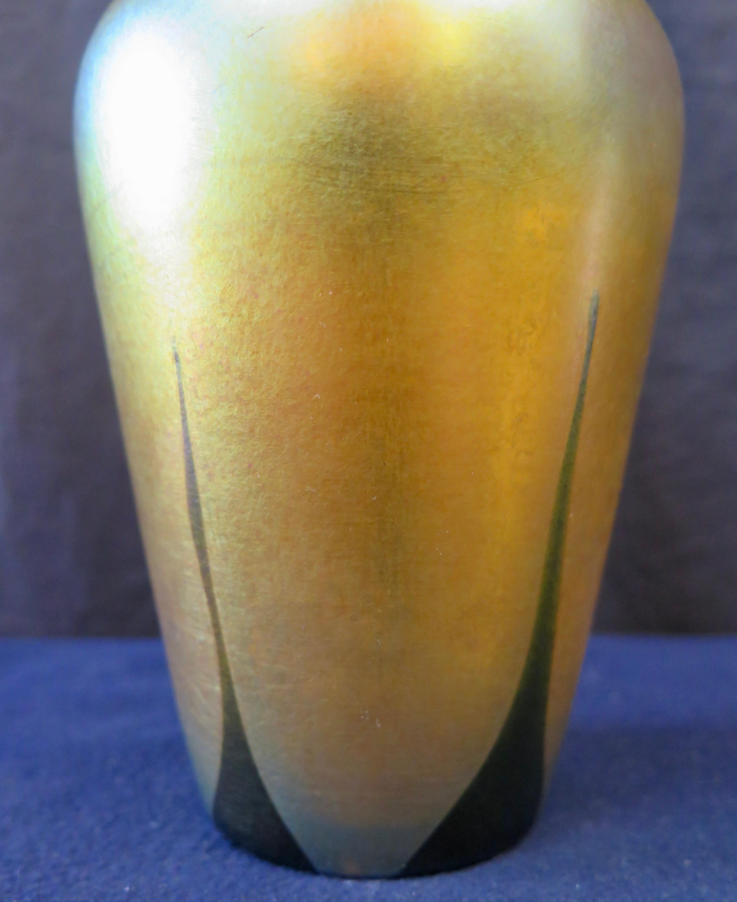 20th Century Tiffany Studios Decorated Gold Vase For Sale