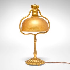 Tiffany Studios Desk Lamp , Gilt Brass Bell-Shaped Shade, Model 424, circa 1910