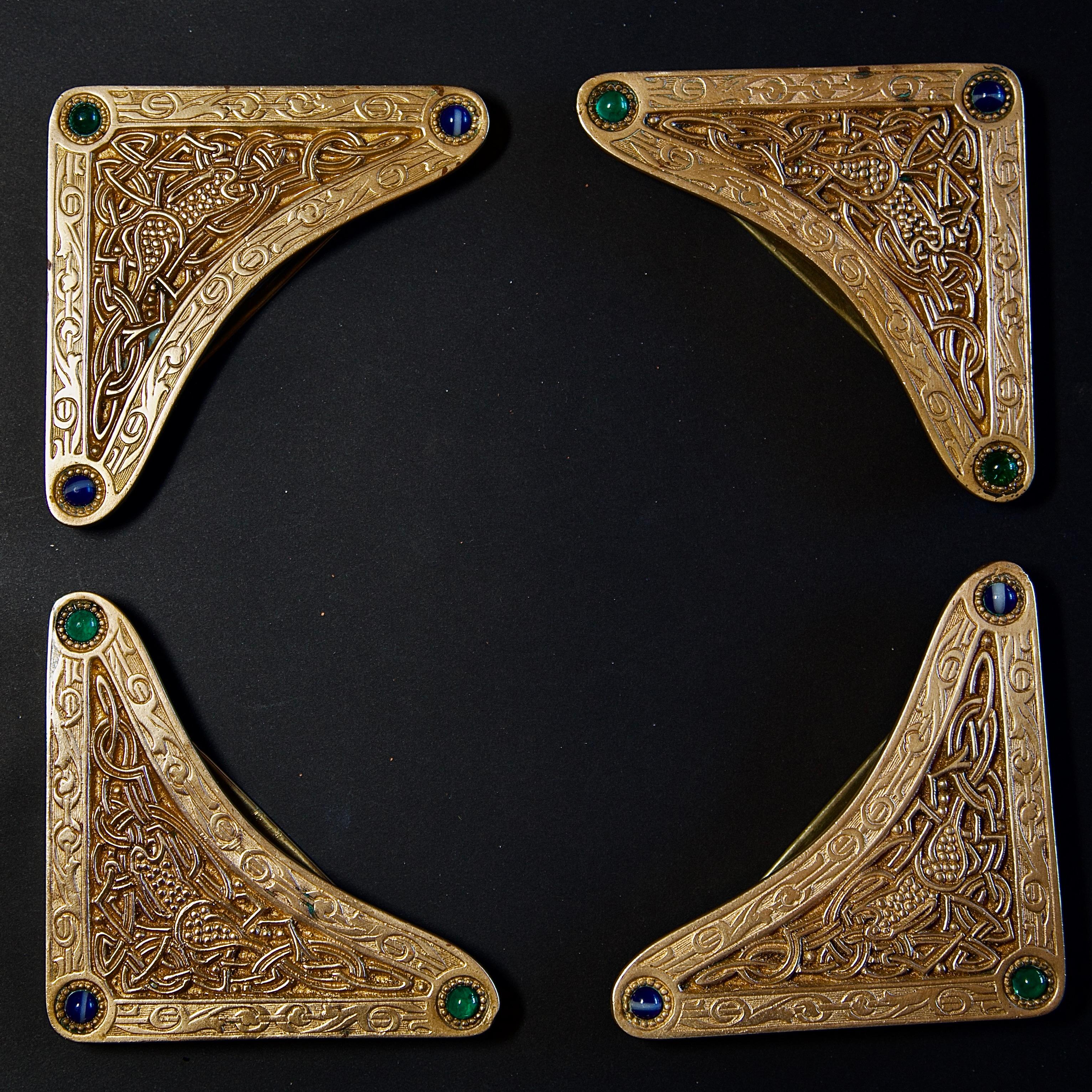 TIFFANY Studios Desk Set Bronze Blotter Corners Rare 