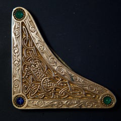 TIFFANY Studios Desk Set Bronze Blotter Corners Rare "Ninth Century" Motif