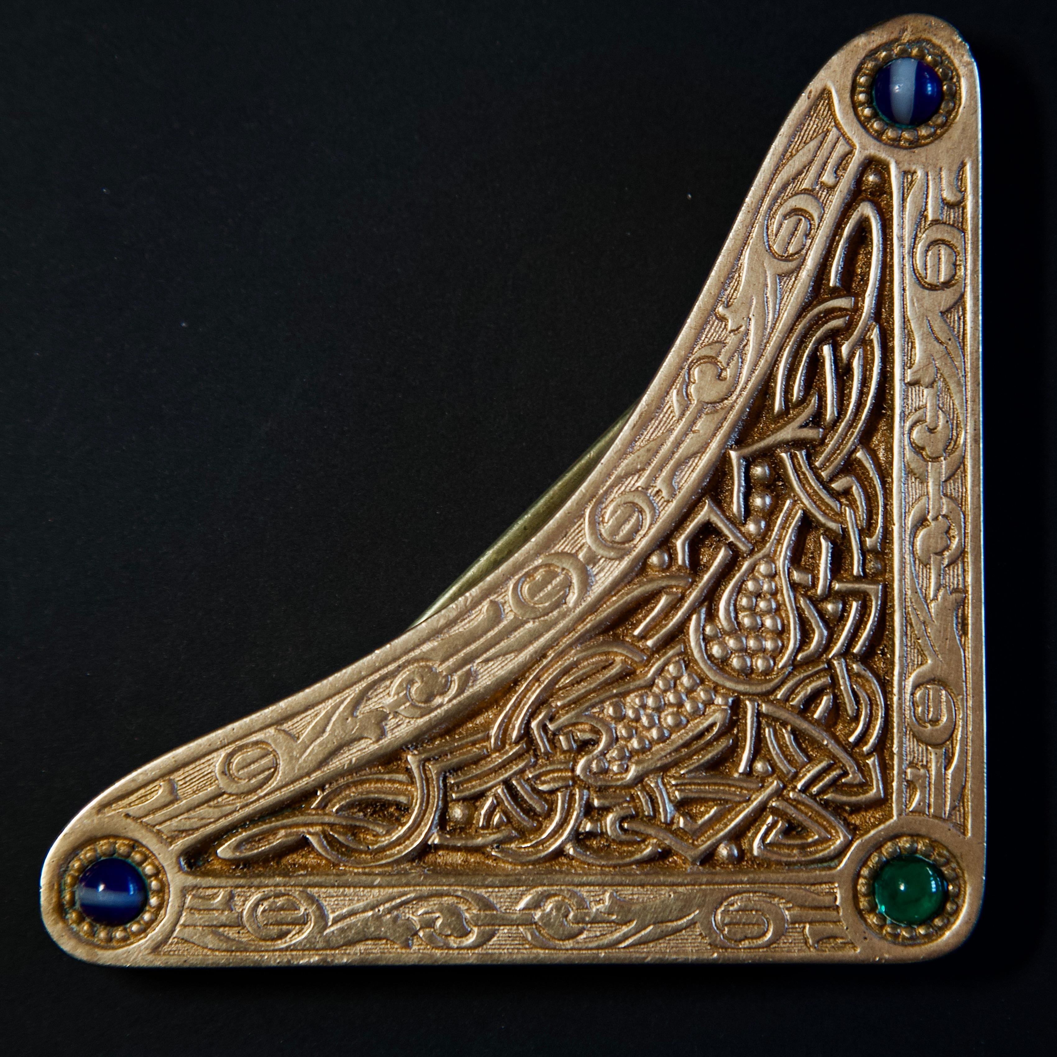 Medieval TIFFANY Studios Desk Set Bronze Blotter Corners Rare 