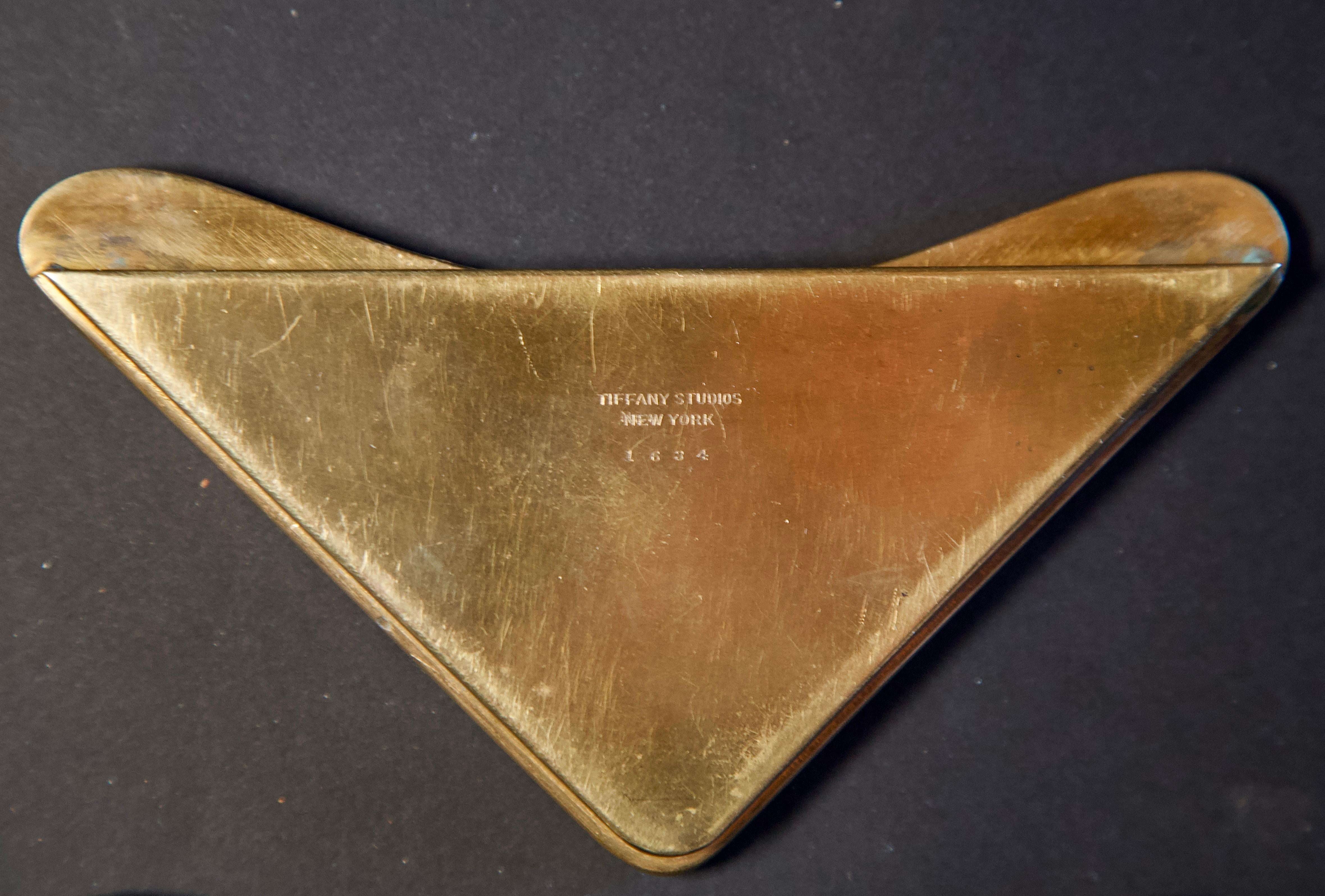 TIFFANY Studios Desk Set Bronze Blotter Corners Rare 