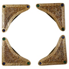 TIFFANY Studios Desk Set Bronze Blotter Corners Rare "Ninth Century" Motif
