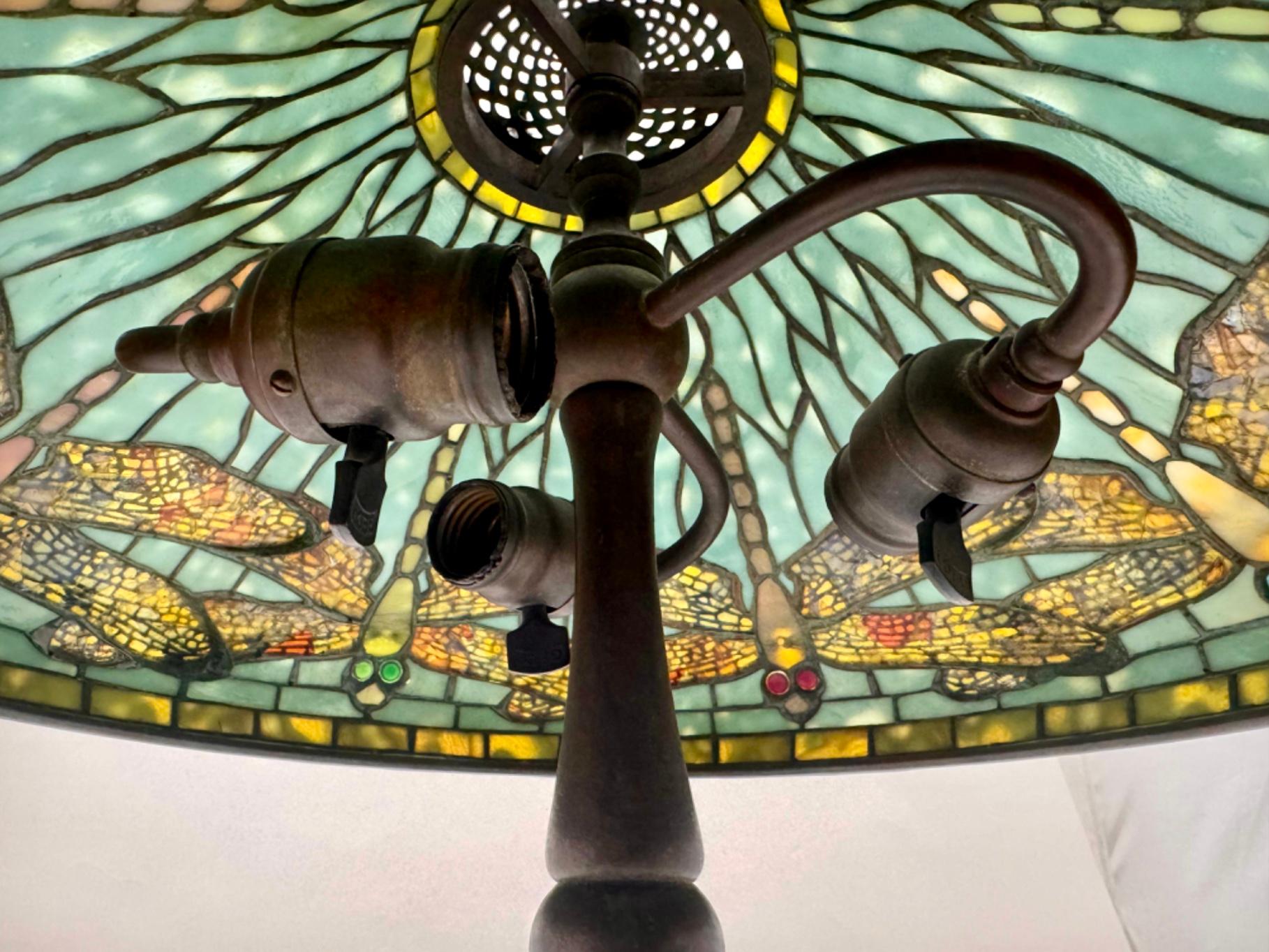 Tiffany Studios Dragonfly Diachronic Confetti Table Lamp For Sale 3