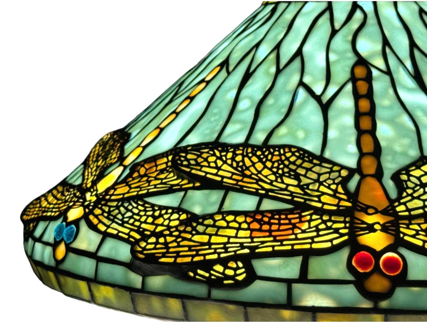 Bronze Tiffany Studios Dragonfly Diachronic Confetti Table Lamp For Sale