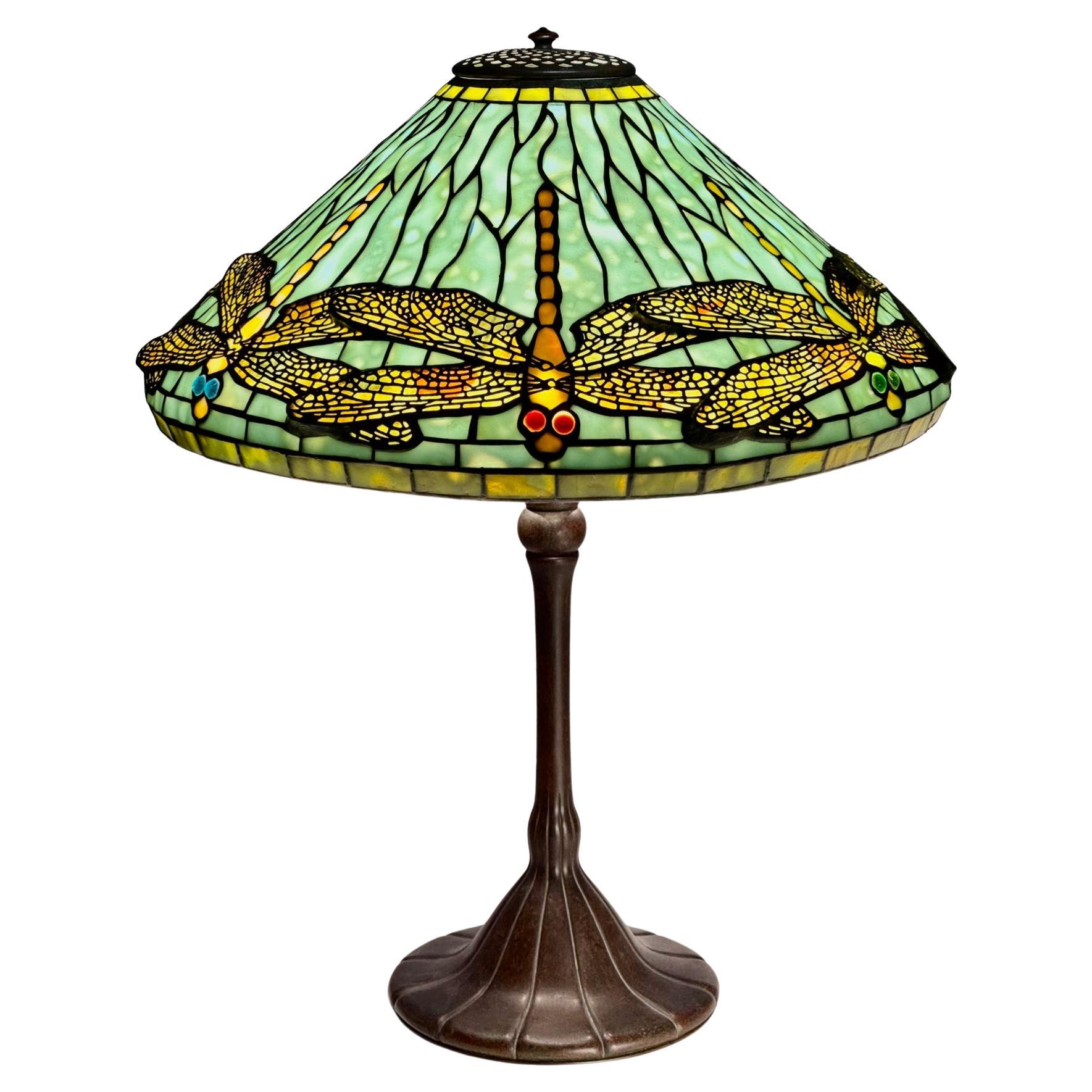 Tiffany Studios Dragonfly Diachronic Confetti Table Lamp For Sale