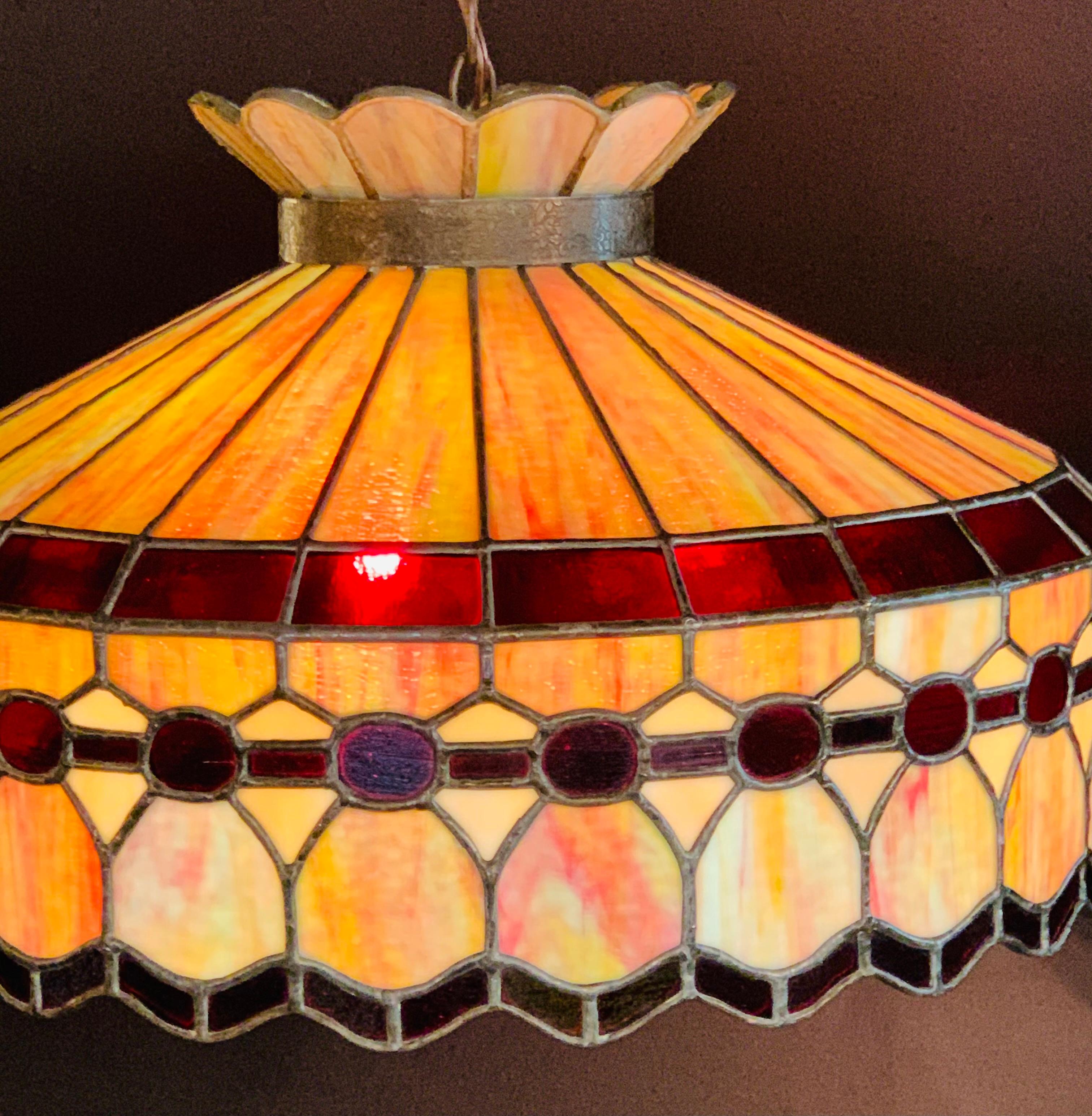 vintage stained glass chandelier