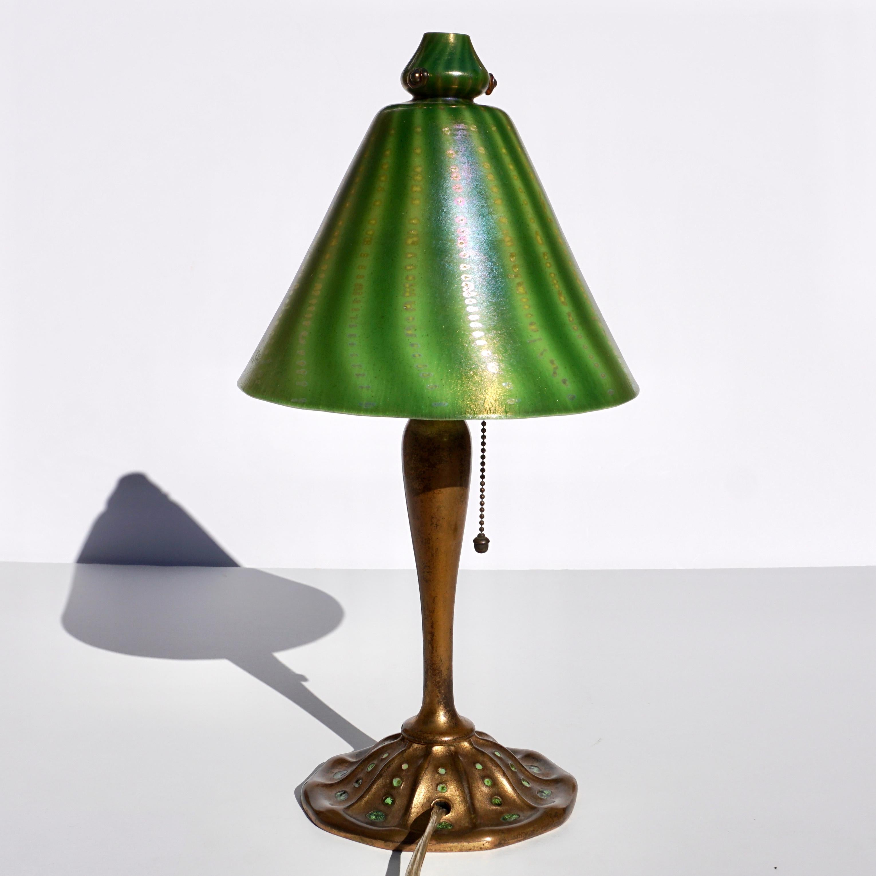 Art Nouveau Tiffany Studios Favrile and Bronze Aladdin Desk Lamp