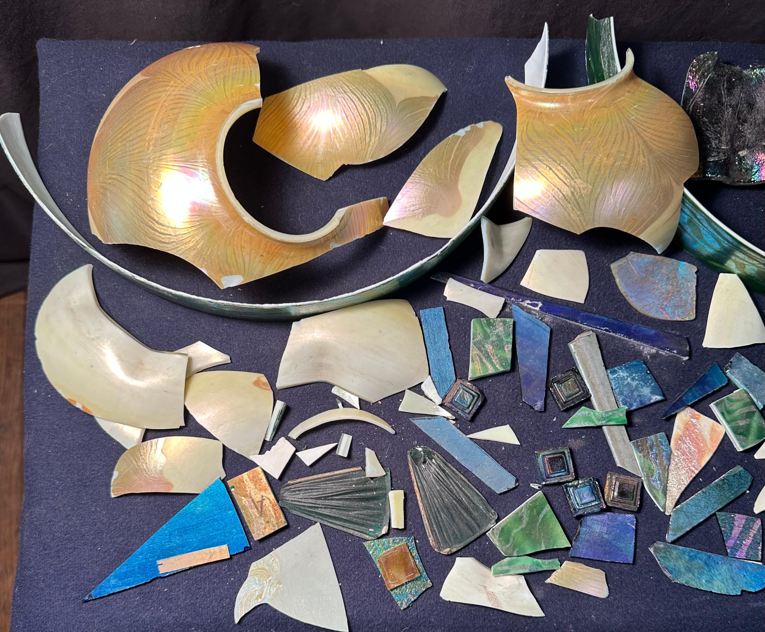 Art Nouveau Tiffany Studios Favrile Art Glass Fragments  For Sale