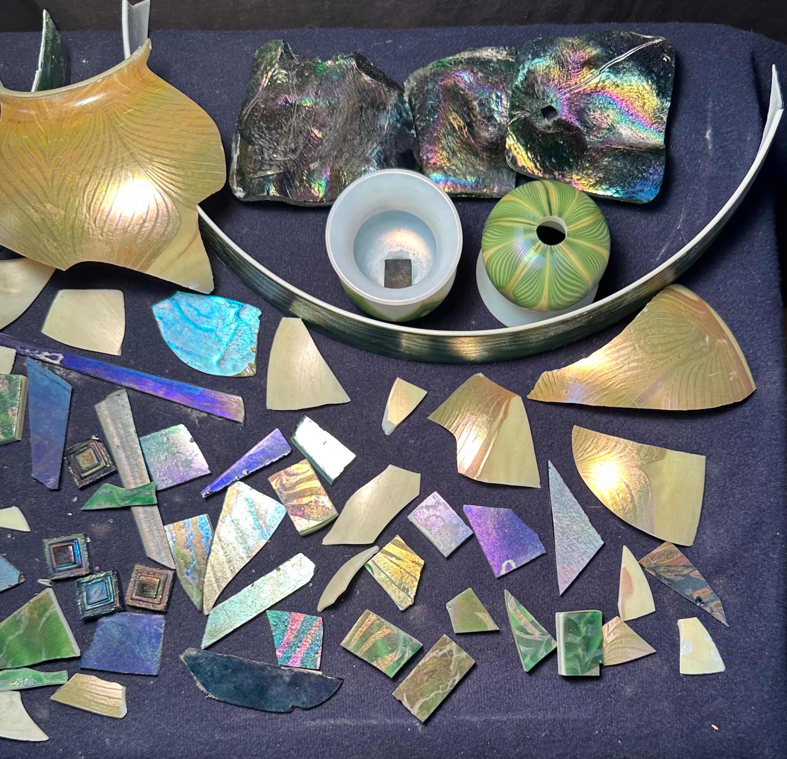 American Tiffany Studios Favrile Art Glass Fragments  For Sale