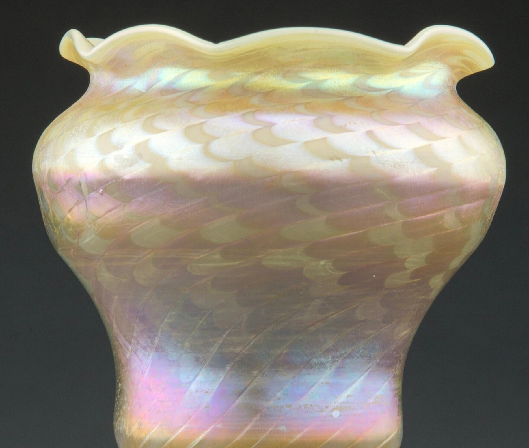 Tiffany Studios Favrile Damascene and Bronze Vase In Fair Condition In Dallas, TX