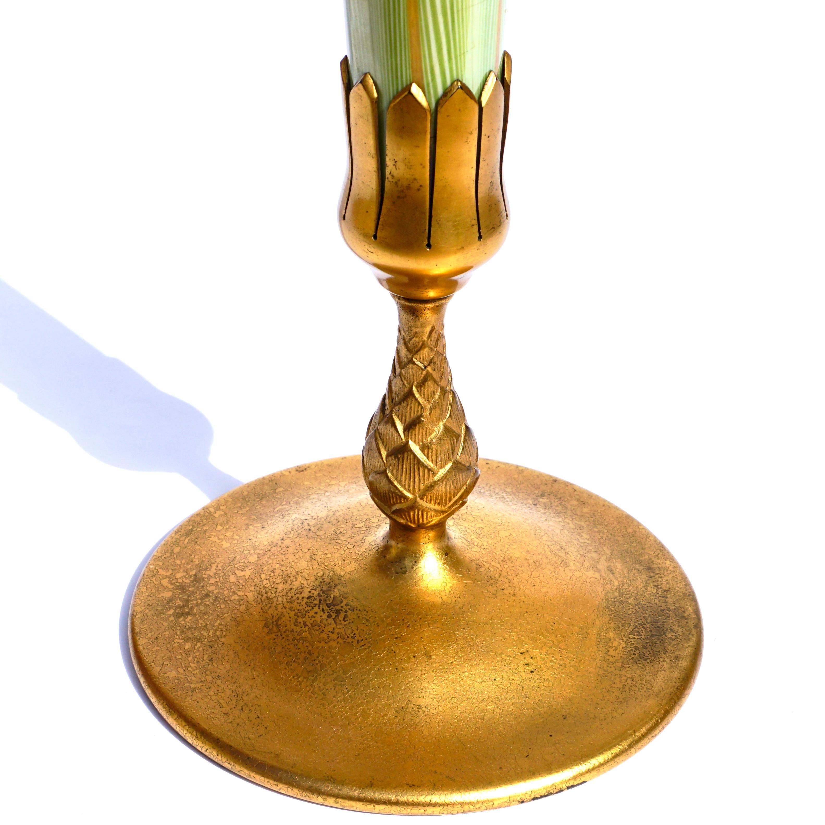Tiffany Studios Favrile Pulled Feather Trumpet Vase In Excellent Condition In Dallas, TX