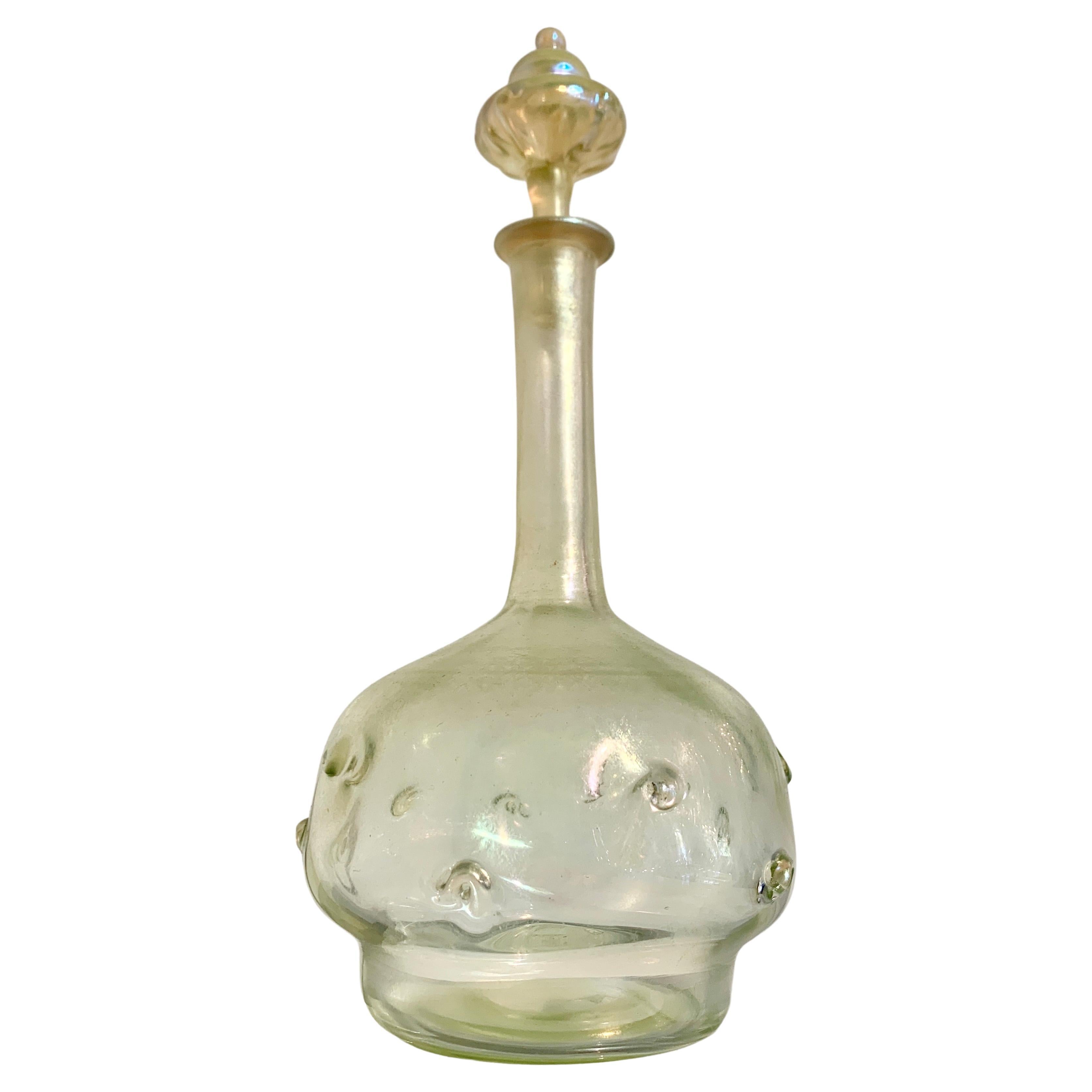 Tiffany Studios Favrille Glass Pigtail Prunt Decanter, Early 20th Century, USA For Sale