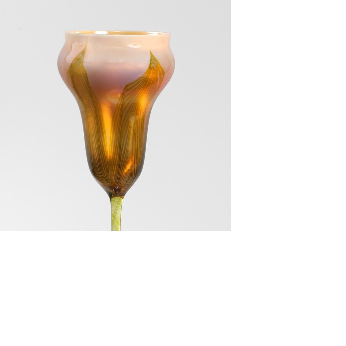 Art Nouveau Tiffany Studios New York Flower Form Favrile Glass Vase 