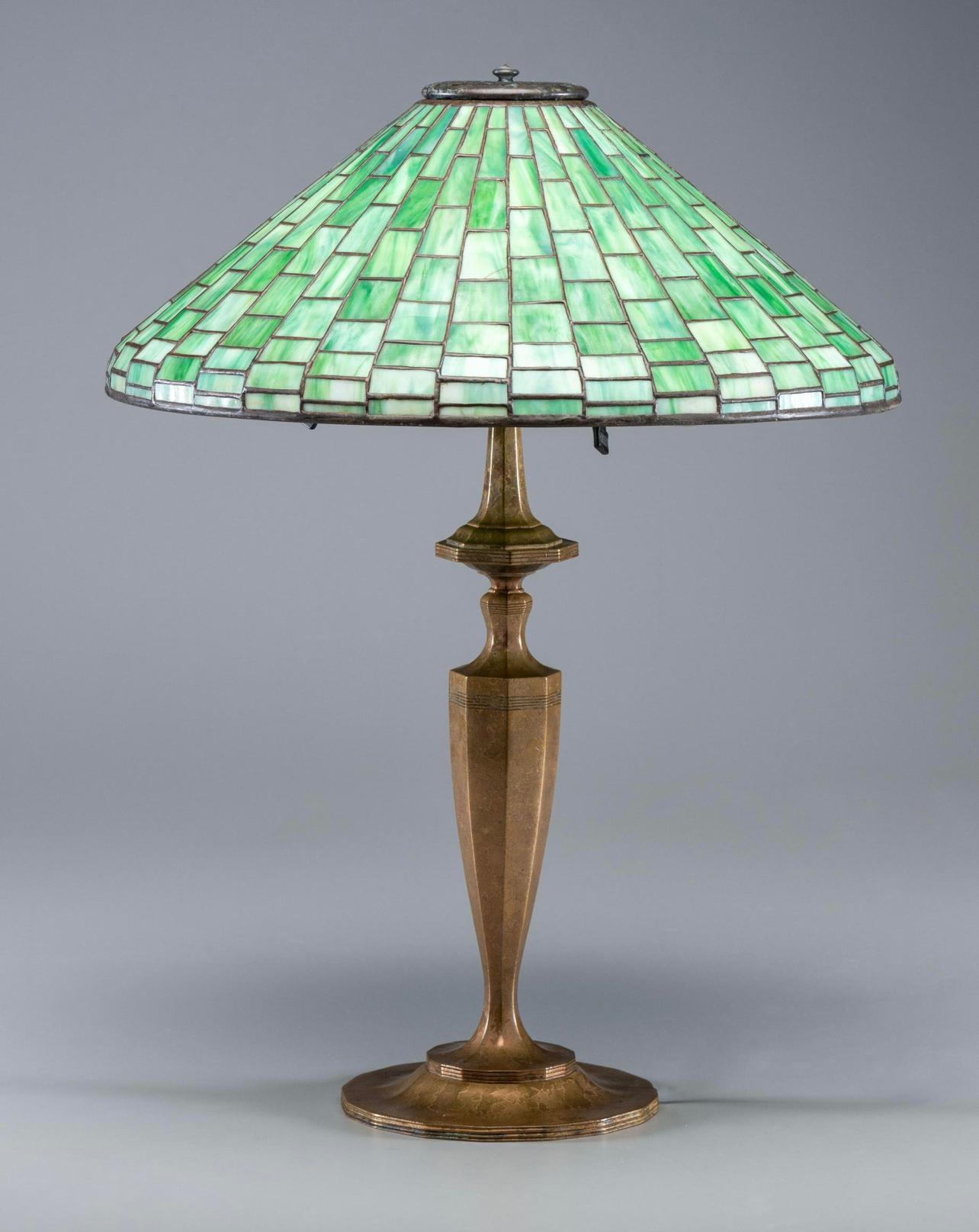 Art Nouveau Tiffany Studios Geometric Cone Table Lamp