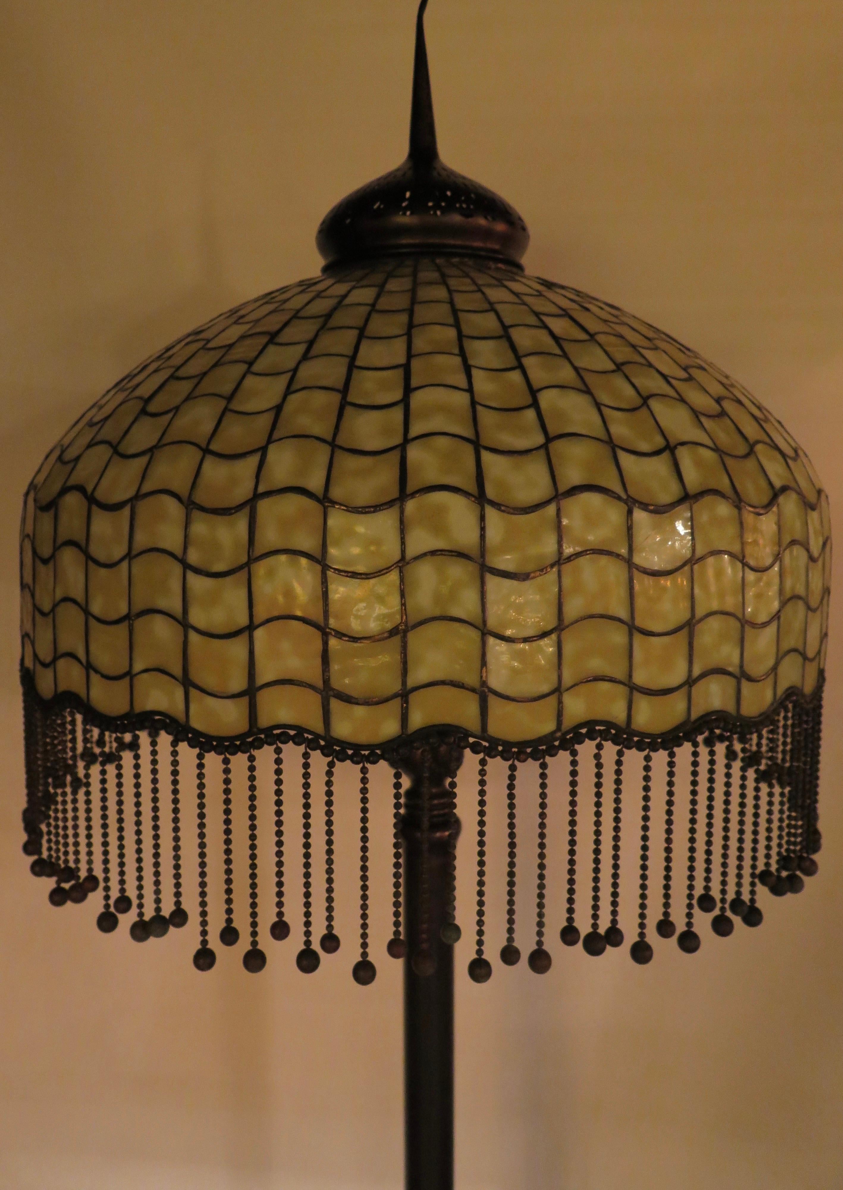 American Tiffany Studios Geometric Floor Lamp with Fringe
