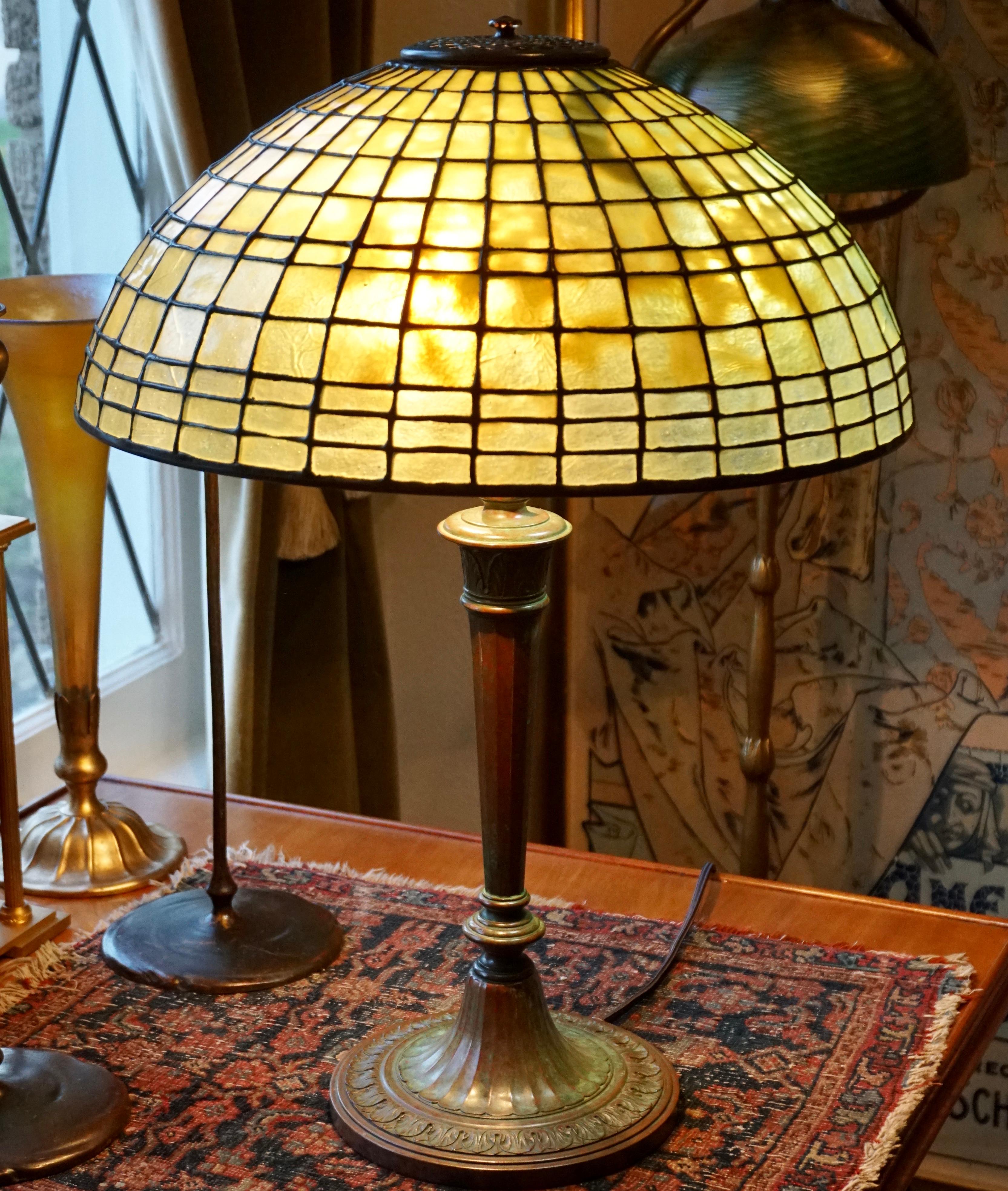 Art Nouveau Tiffany Studios Geometric Table Lamp