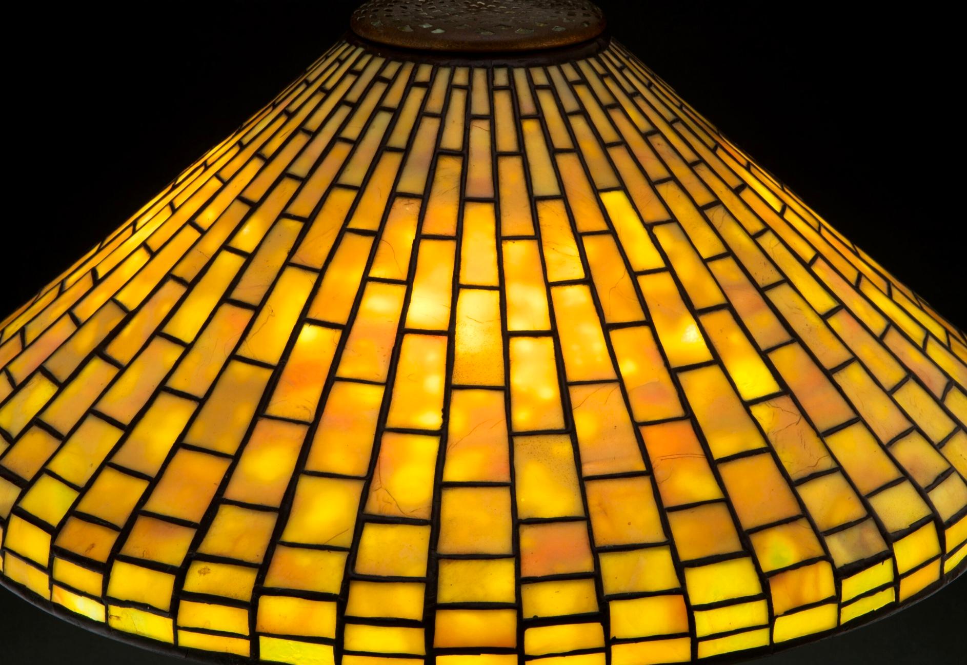 American Tiffany Studios Geometric Table Lamp For Sale
