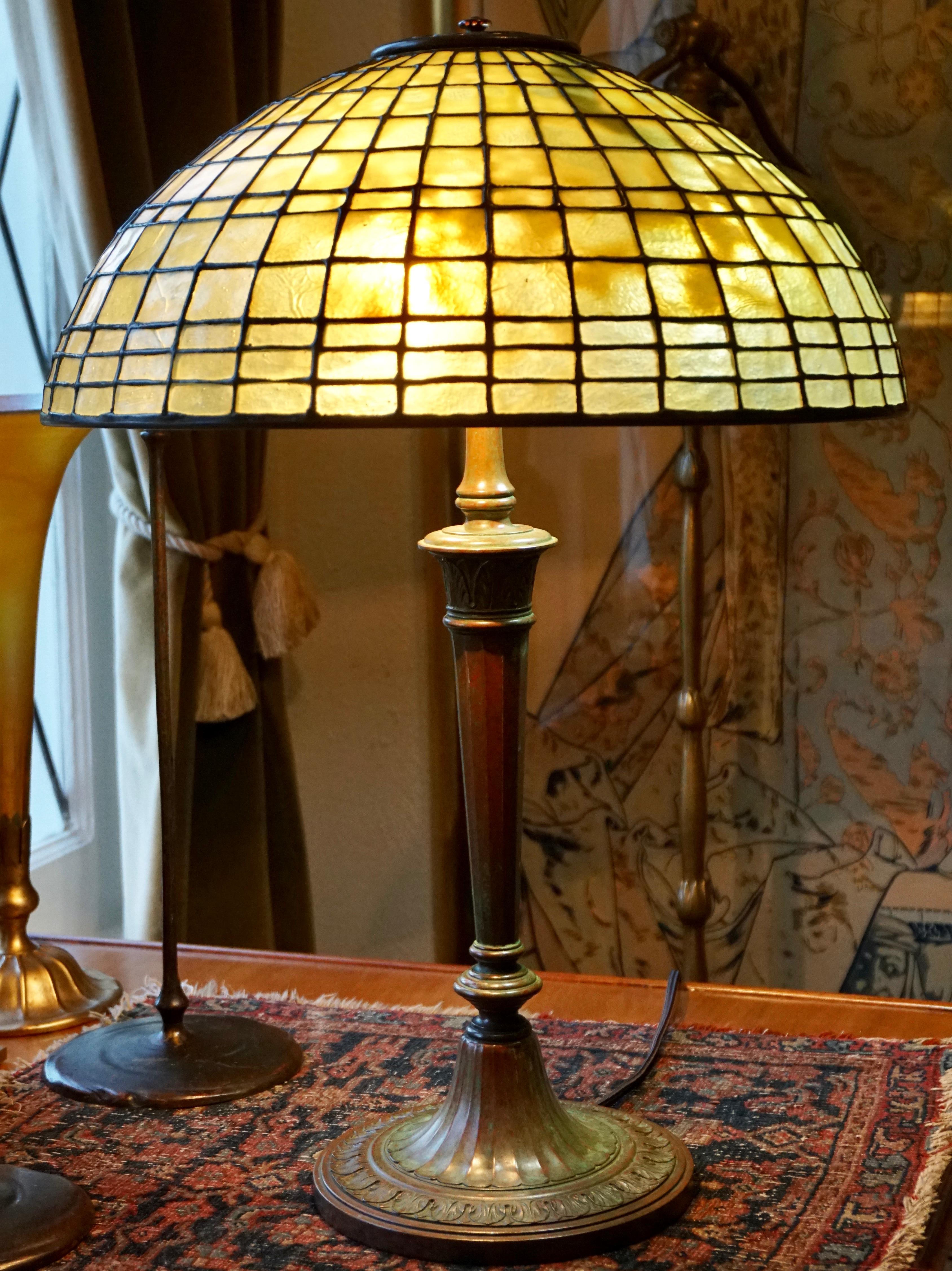 Cast Tiffany Studios Geometric Table Lamp