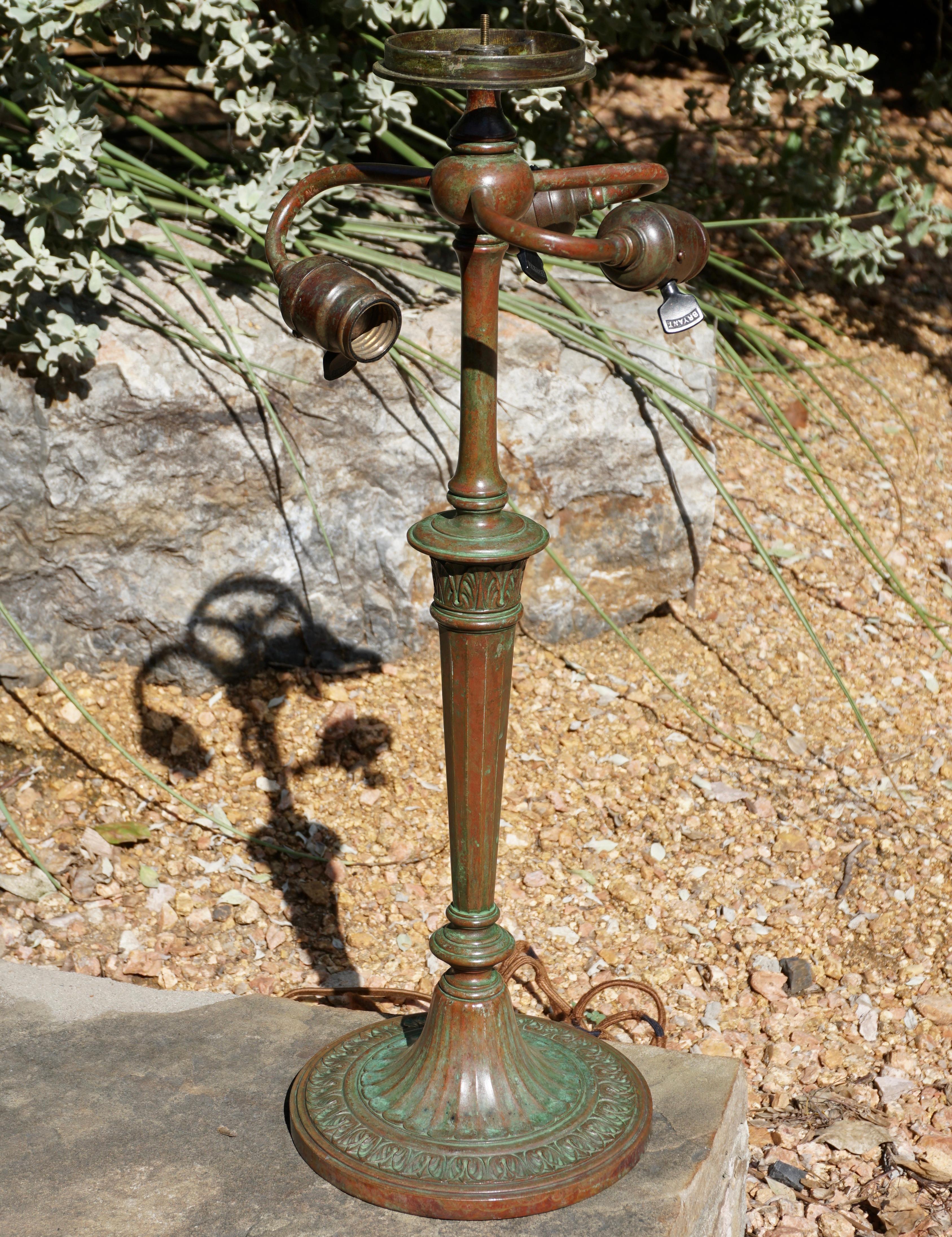 Bronze Tiffany Studios Geometric Table Lamp
