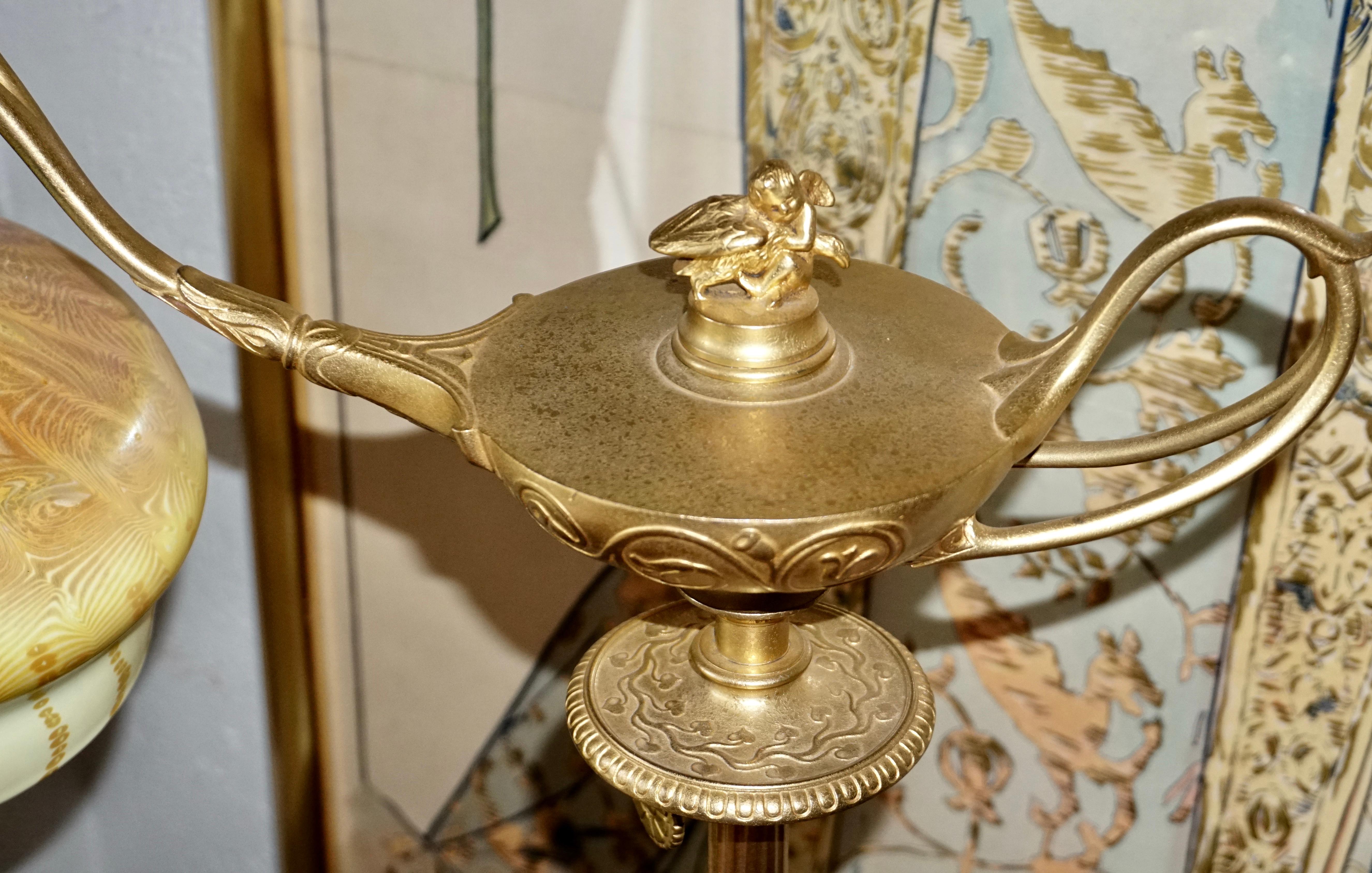 Tiffany Studios Gilt Bronze and Damascene Favrile Aladdin Floor Lamp 4