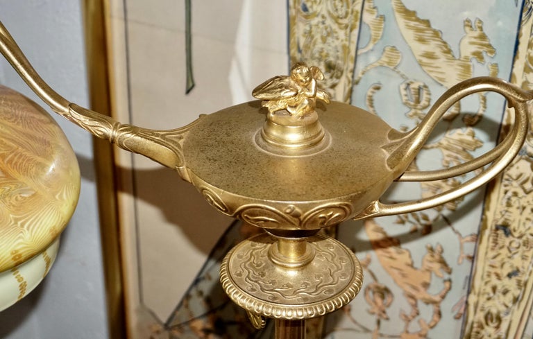 Tiffany Studios Gilt Bronze and Damascene Favrile Aladdin Floor Lamp For Sale 5