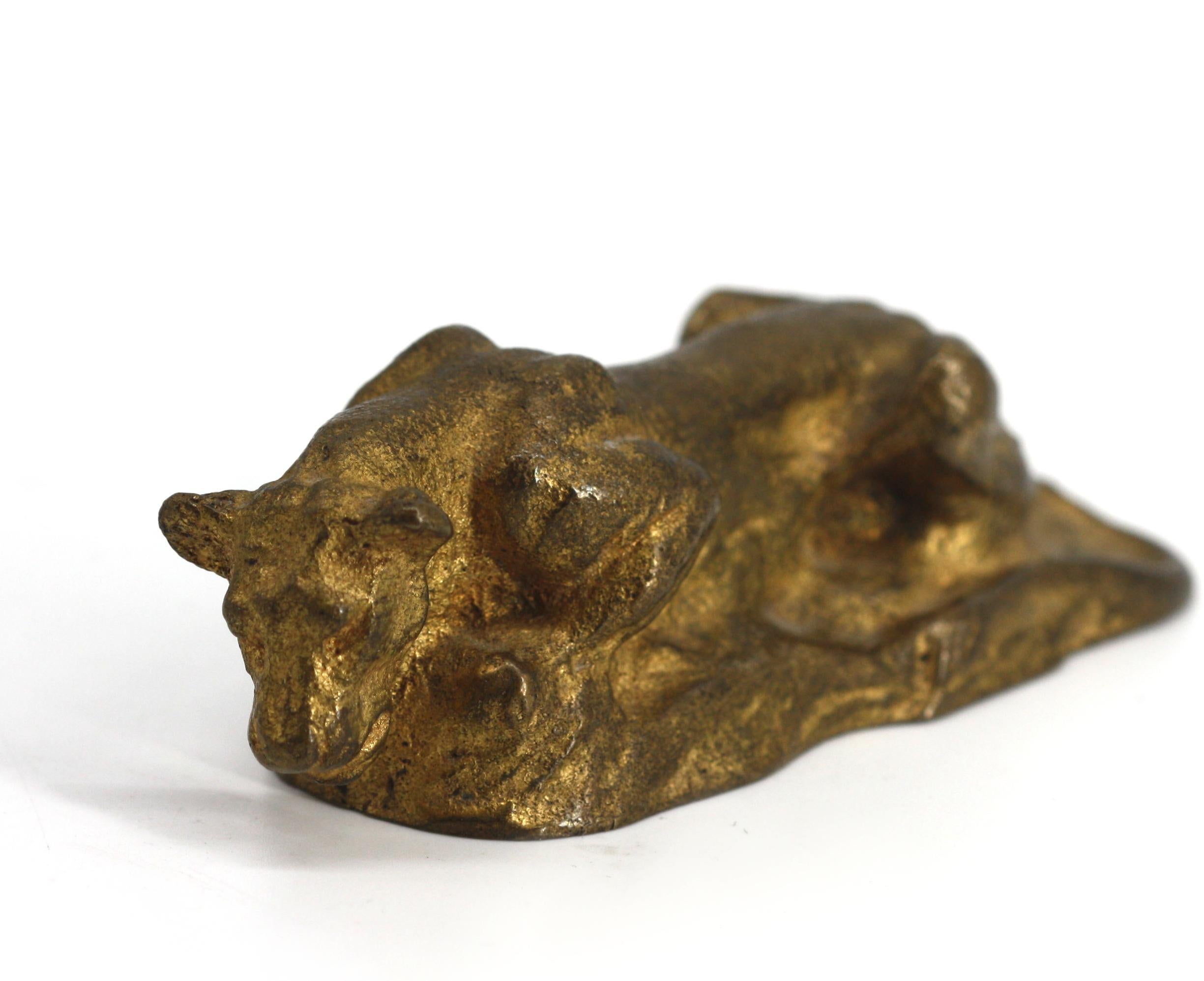  Tiffany Studios Gilt Bronze Lioness In Good Condition For Sale In West Palm Beach, FL