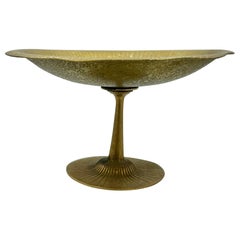 Antique Tiffany Studios Gilt Bronze Tazza Footed Bowl Lily Pad Lotus Motif, circa 1910