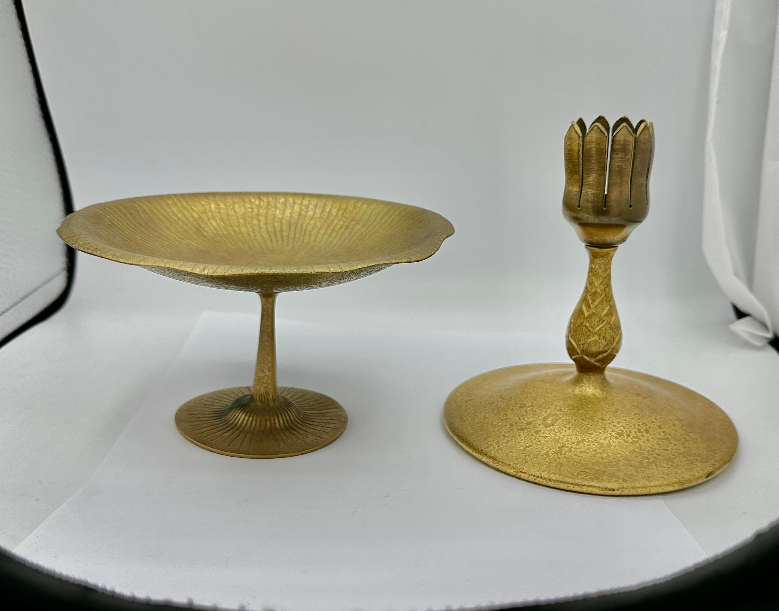 Tiffany Studios Vergoldete Bronze Vase Basis Kerzenleuchter circa 1910 Bronze Dore für Damen oder Herren im Angebot