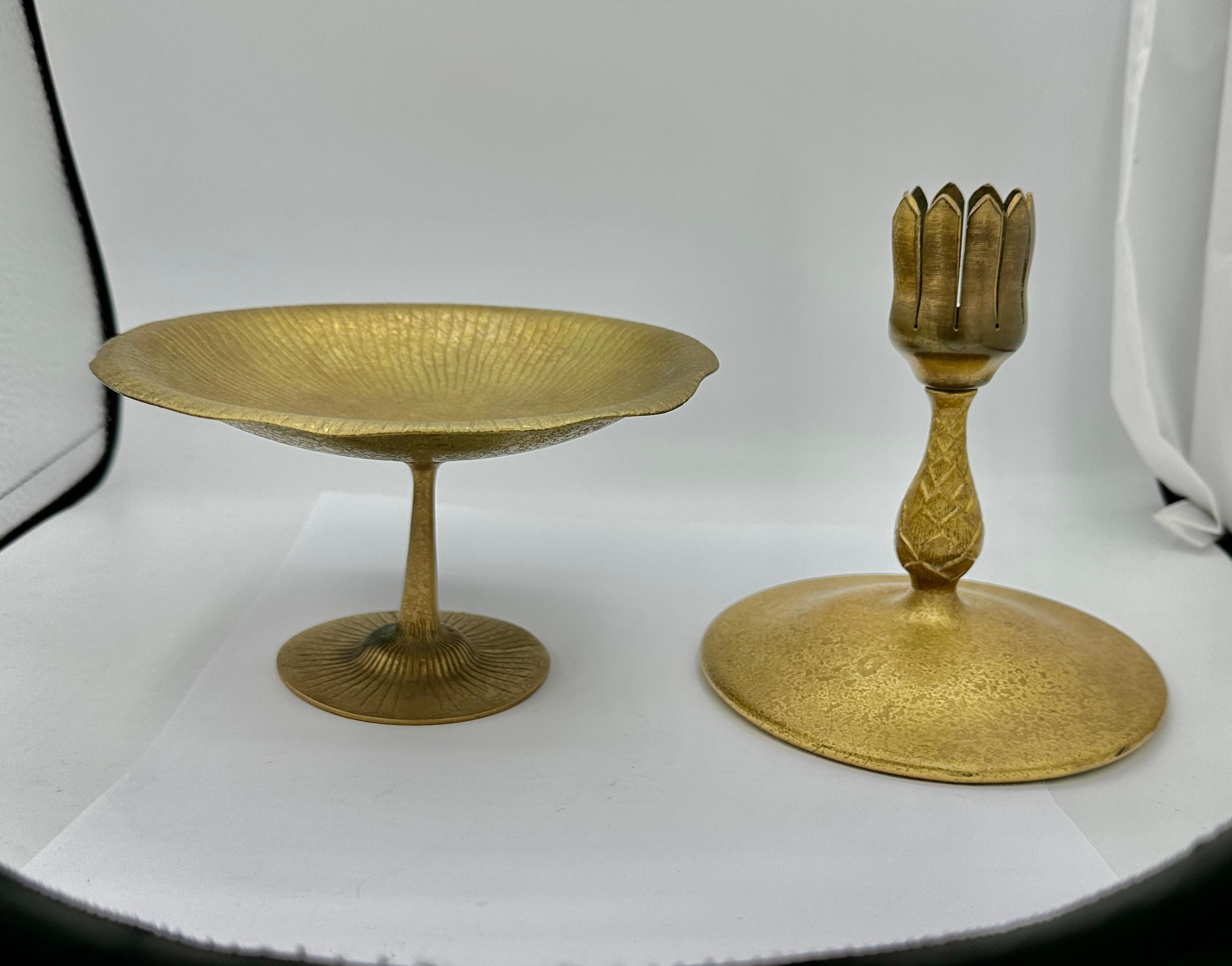 Bougeoir à base de vase en bronze doré Tiffany Studios circa 1910 Bronze Dore Unisexe en vente