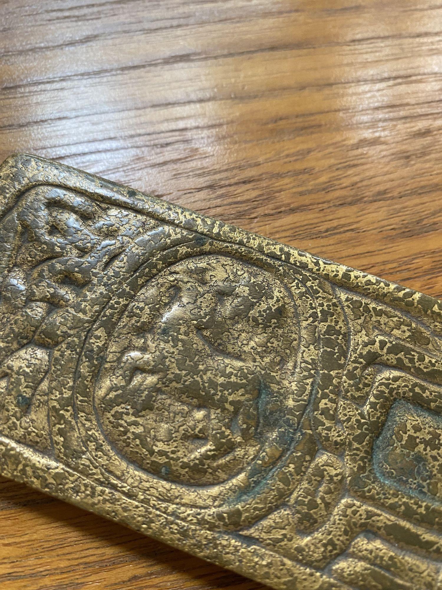 Paar mundgeblasene Enden, Gold Dore Bronze säuregeätzter Sternzeichen, 19 Zoll, Tiffany Studios im Angebot 11