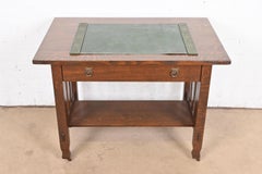 Tiffany Studios Graduate Pattern Bronze Blotter Ends With Leather Desk Blotter