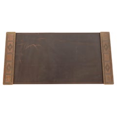 Tiffany Studios Graduate Pattern Bronze Blotter Ends With Leather Desk Blotter