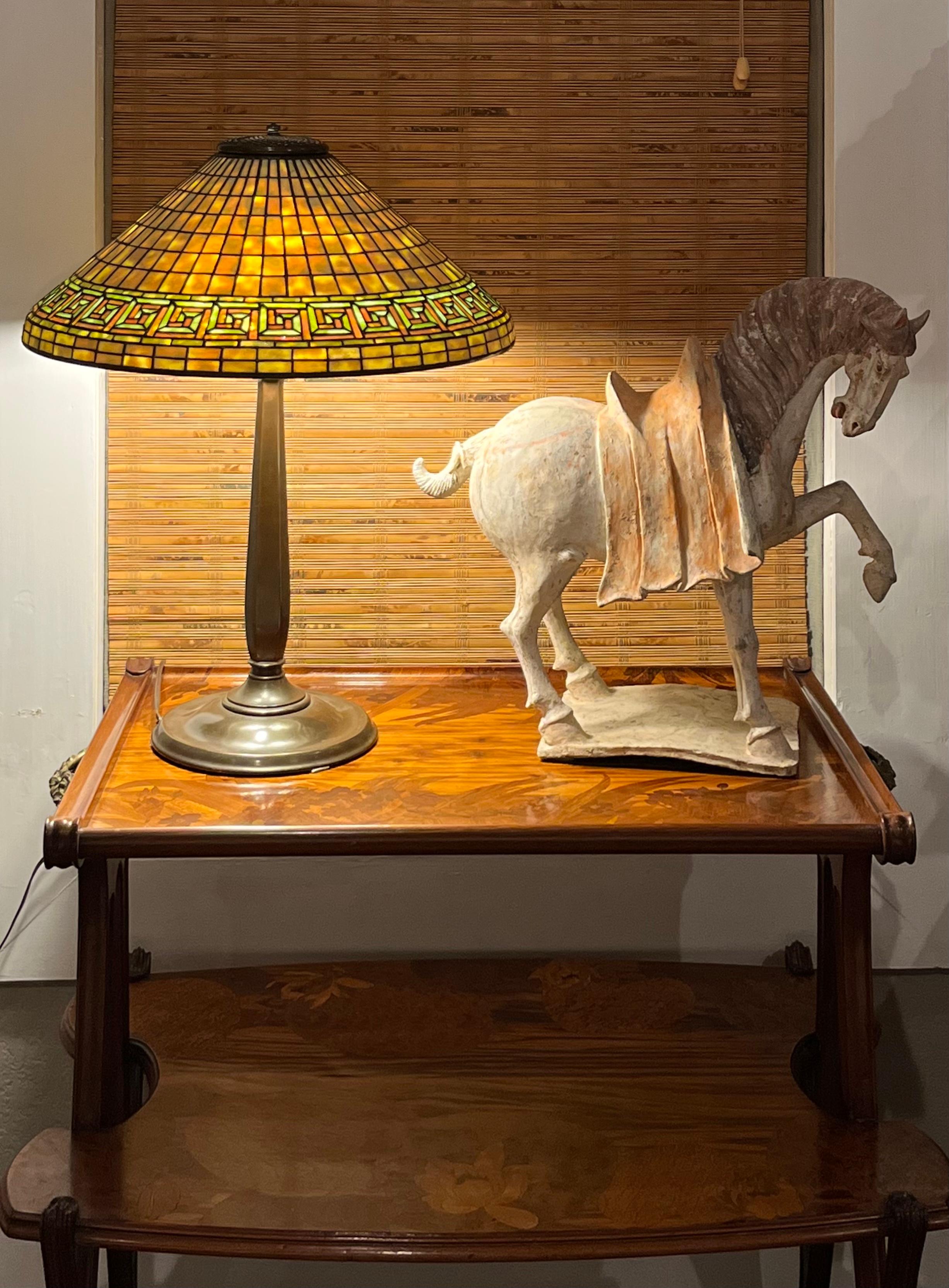 Early 20th Century Tiffany Studios Greek Key Table Lamp