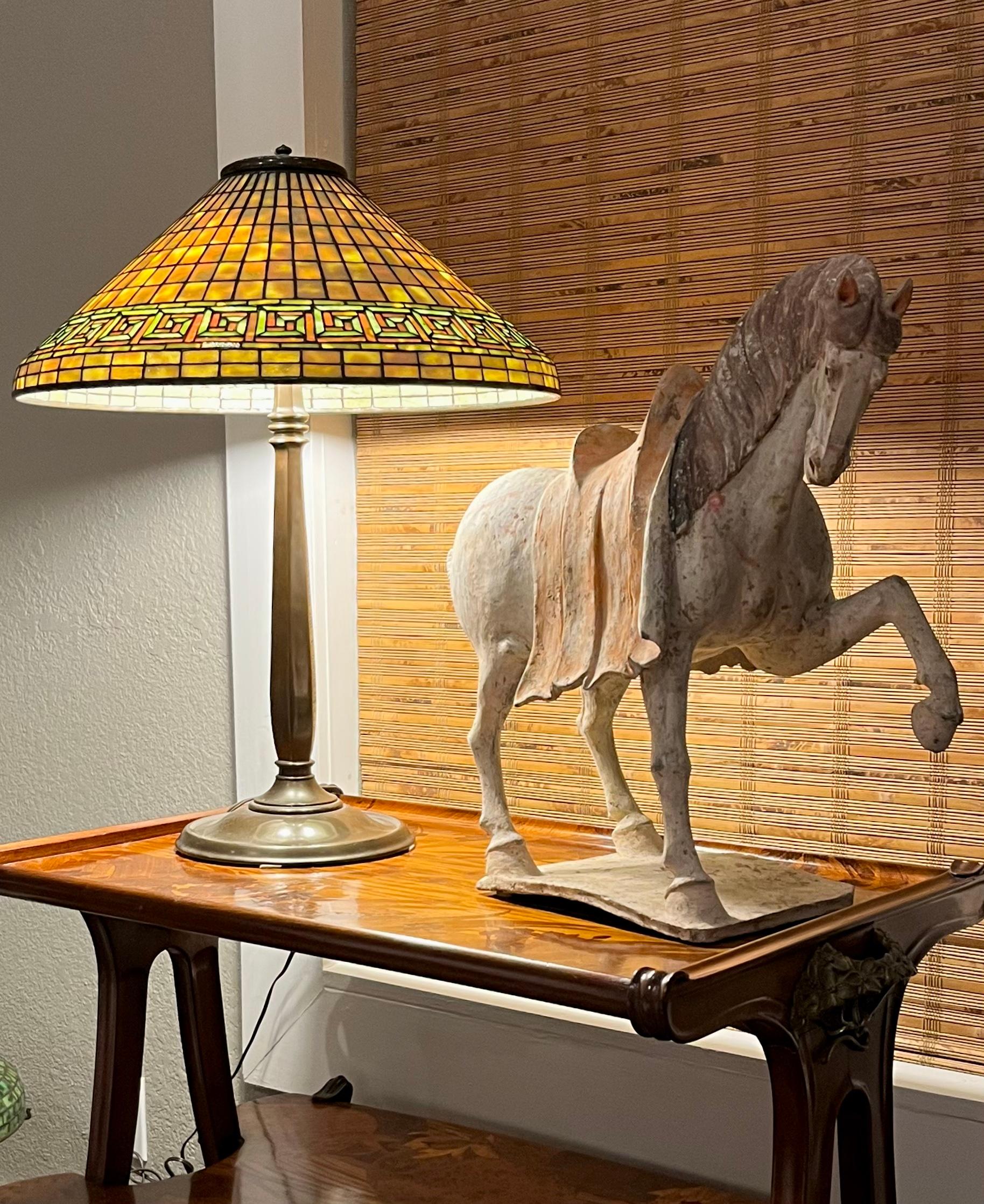 Bronze Tiffany Studios Greek Key Table Lamp