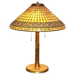 Antique Tiffany Studios Greek Key Table Lamp