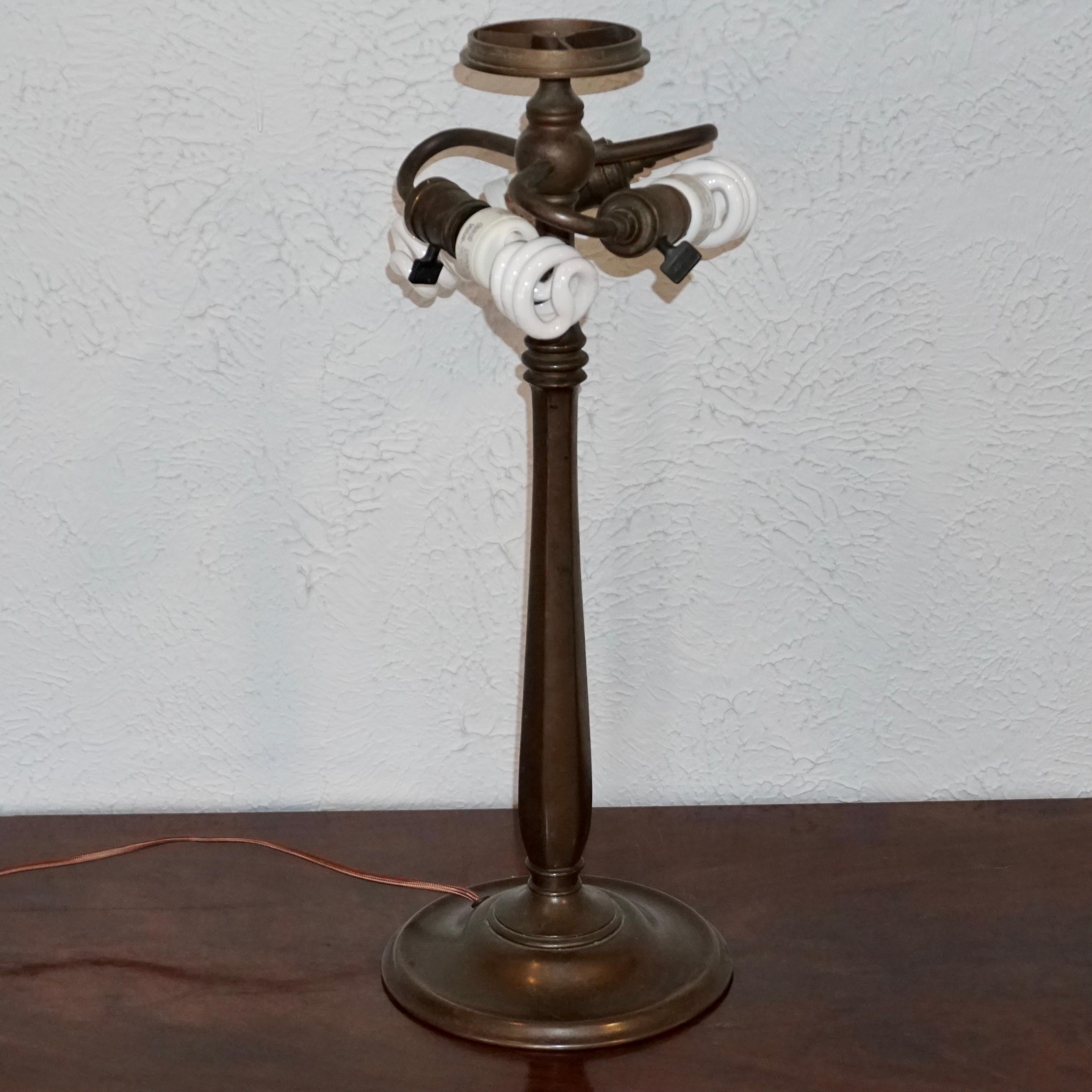 Bronze Tiffany Studios Green “Geometric” Table Lamp