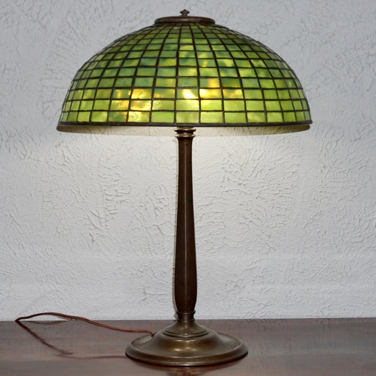 Tiffany Studios Green “Geometric” Table Lamp at 1stDibs green tiffany